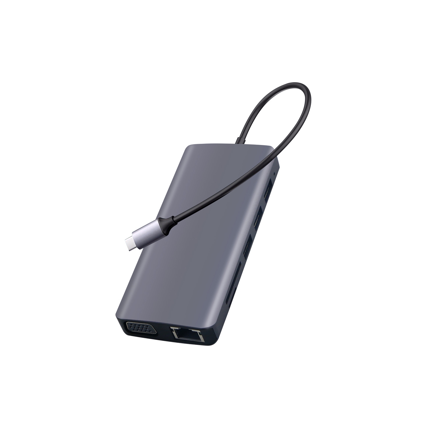 USB C Hub 8-in-1 VGA Gigabite RJ45 SD/TF USB HUB AUDIO HDMI PD Multiport - axGear