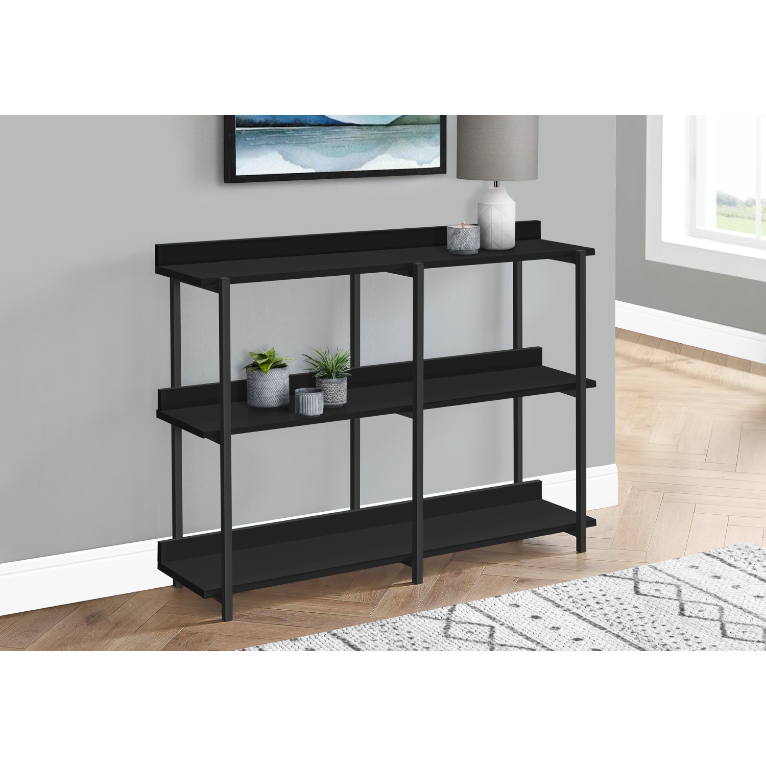 Monarch Specialties I 2219 Accent Table 48"L Black Black Metal Hall Console