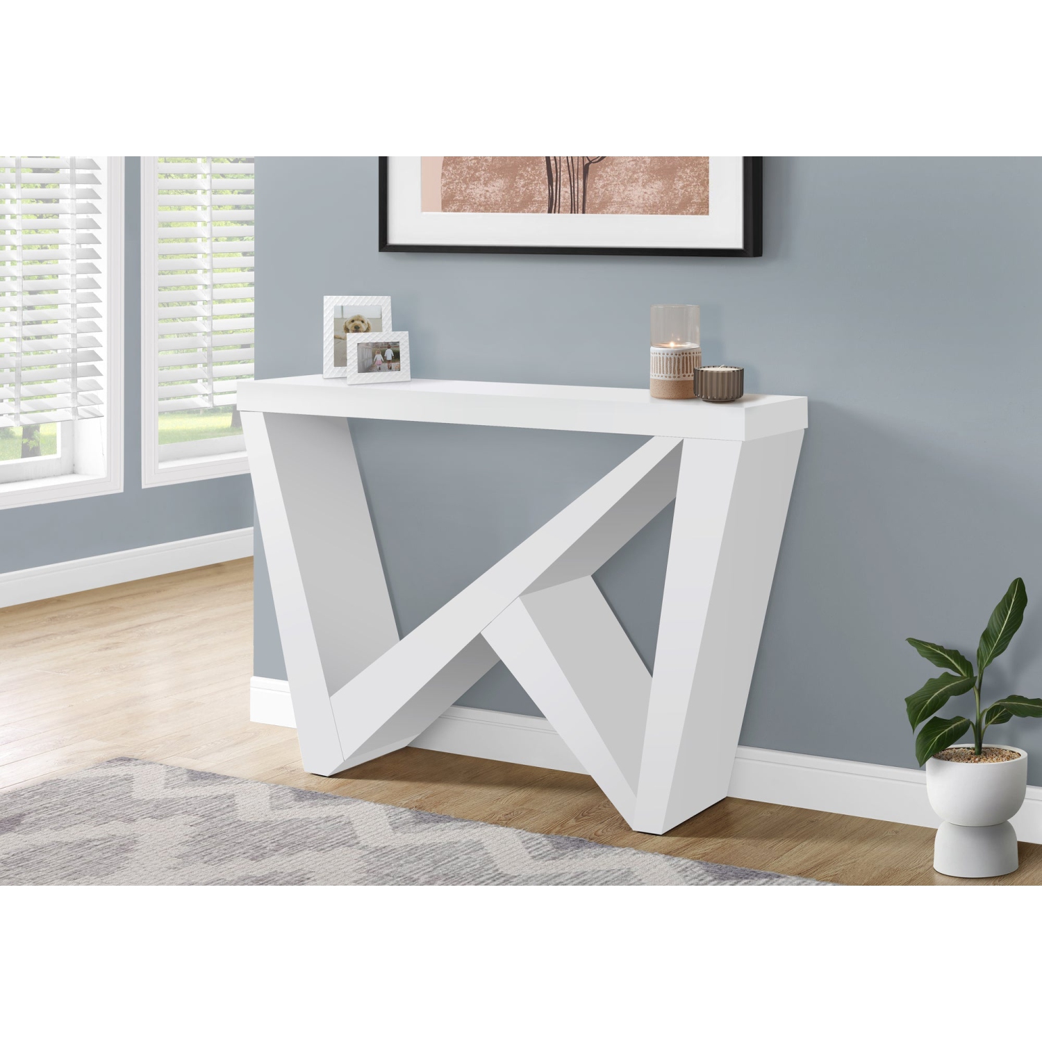 Monarch Specialties I 2429 Accent Table 48"L White Hall Console