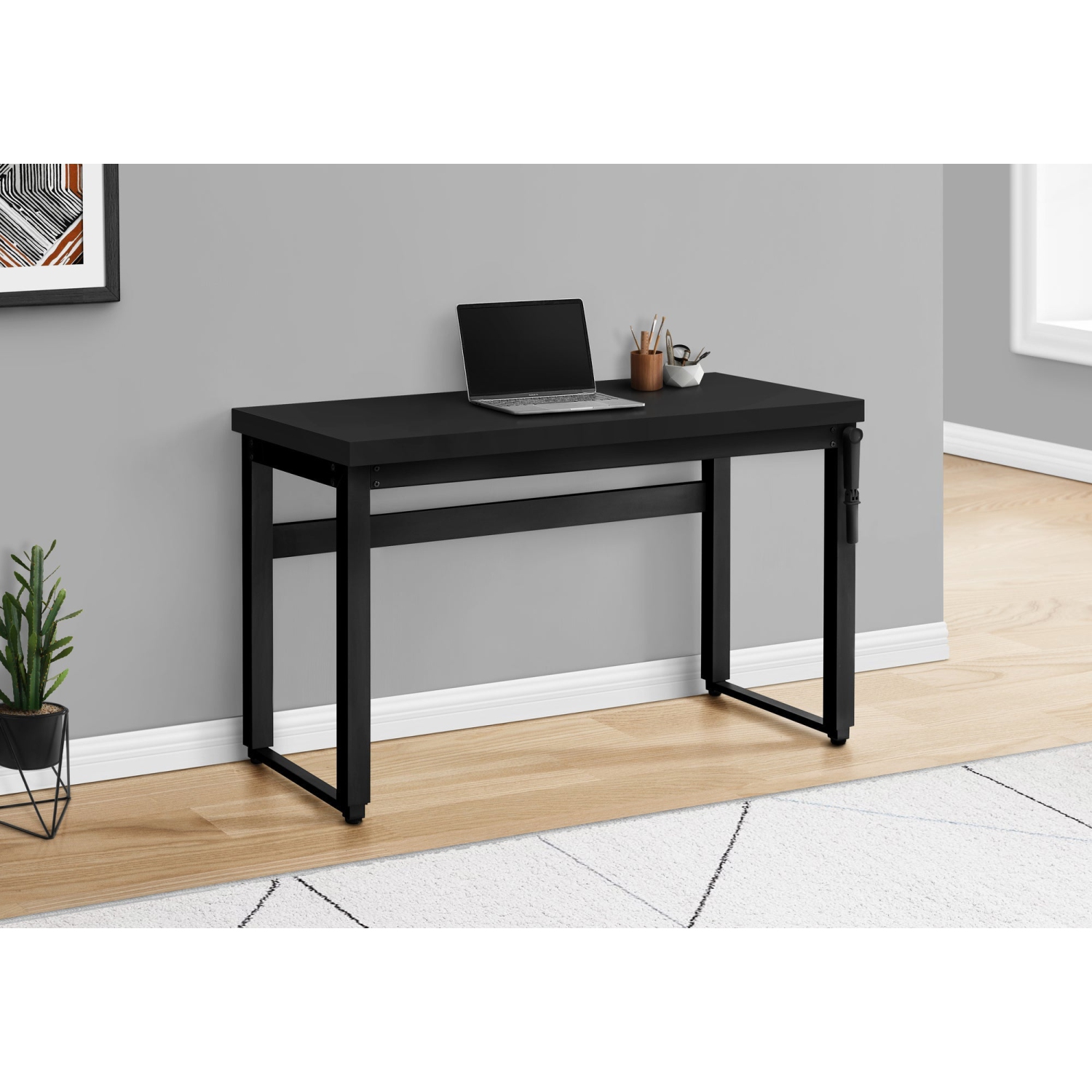 Monarch Specialties I 7682 Computer Desk 48"L Black Adjustable Height Black Metal