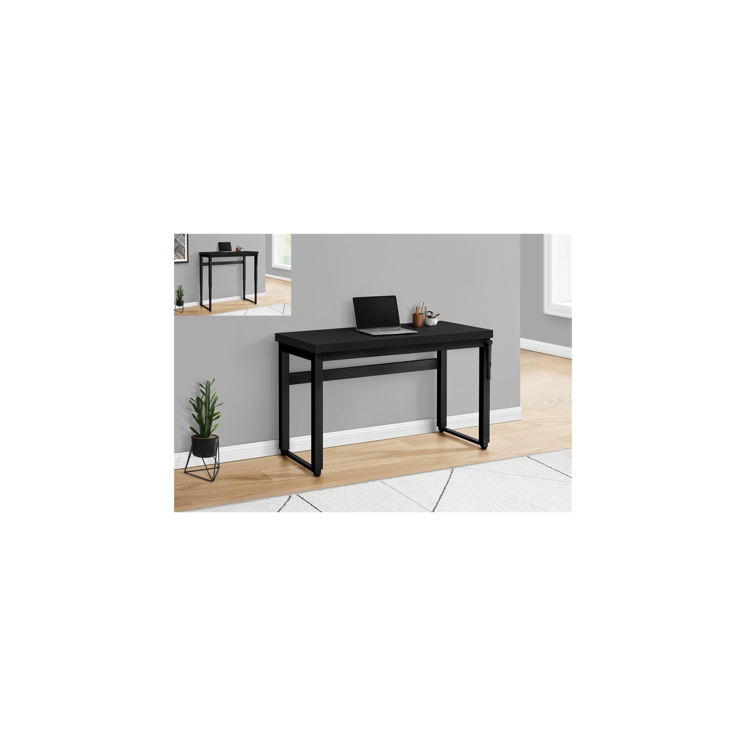 Monarch Specialties I 7682 Computer Desk 48"L Black Adjustable Height Black Metal