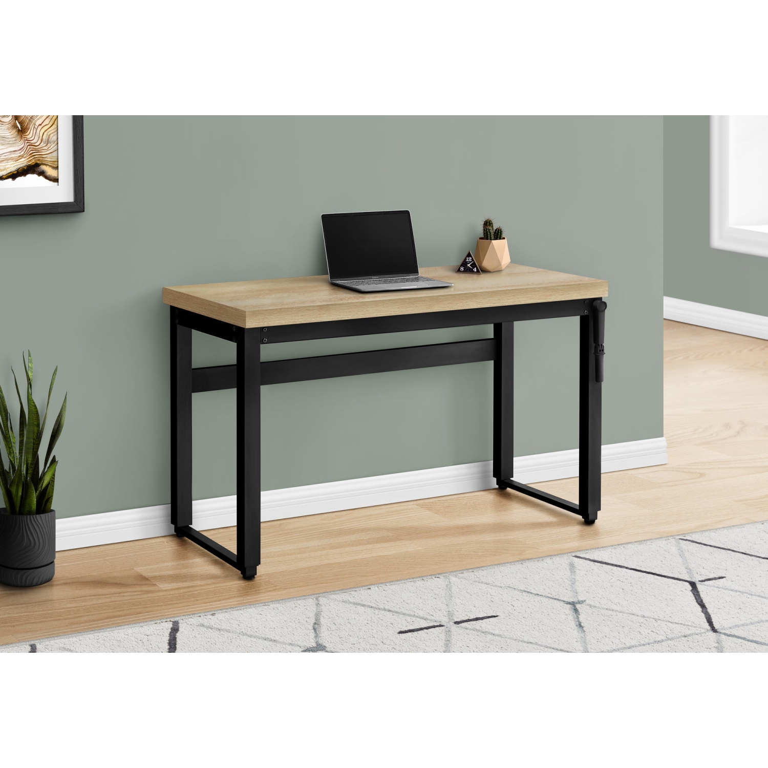 Monarch Specialties I 7678 Computer Desk 48"L Natural Adjustable Height Black Metal
