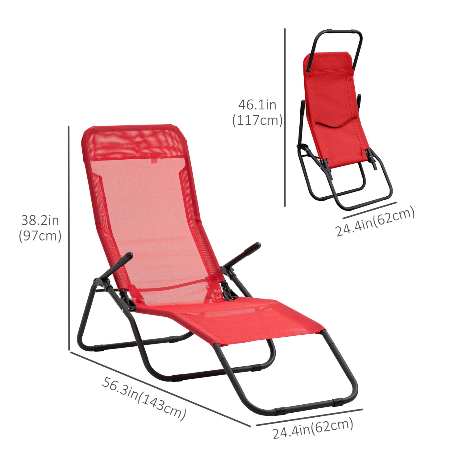 Chaise longue de patio pliable Outsunny, chaise longue de plage extérieure avec tissu maillé respirant, chaise Zero Gravity avec inclinaison,