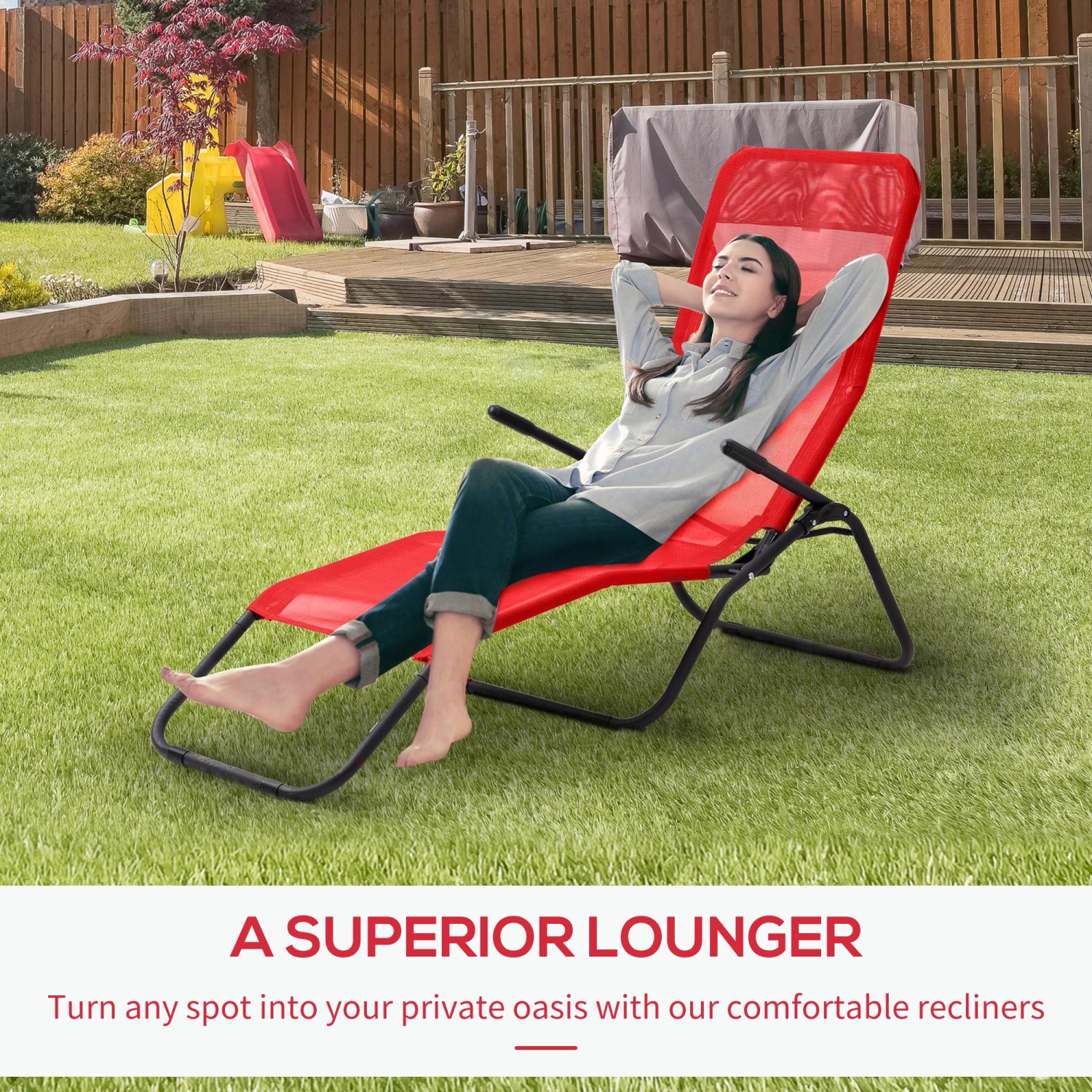 Chaise longue de patio pliable Outsunny, chaise longue de plage extérieure avec tissu maillé respirant, chaise Zero Gravity avec inclinaison,