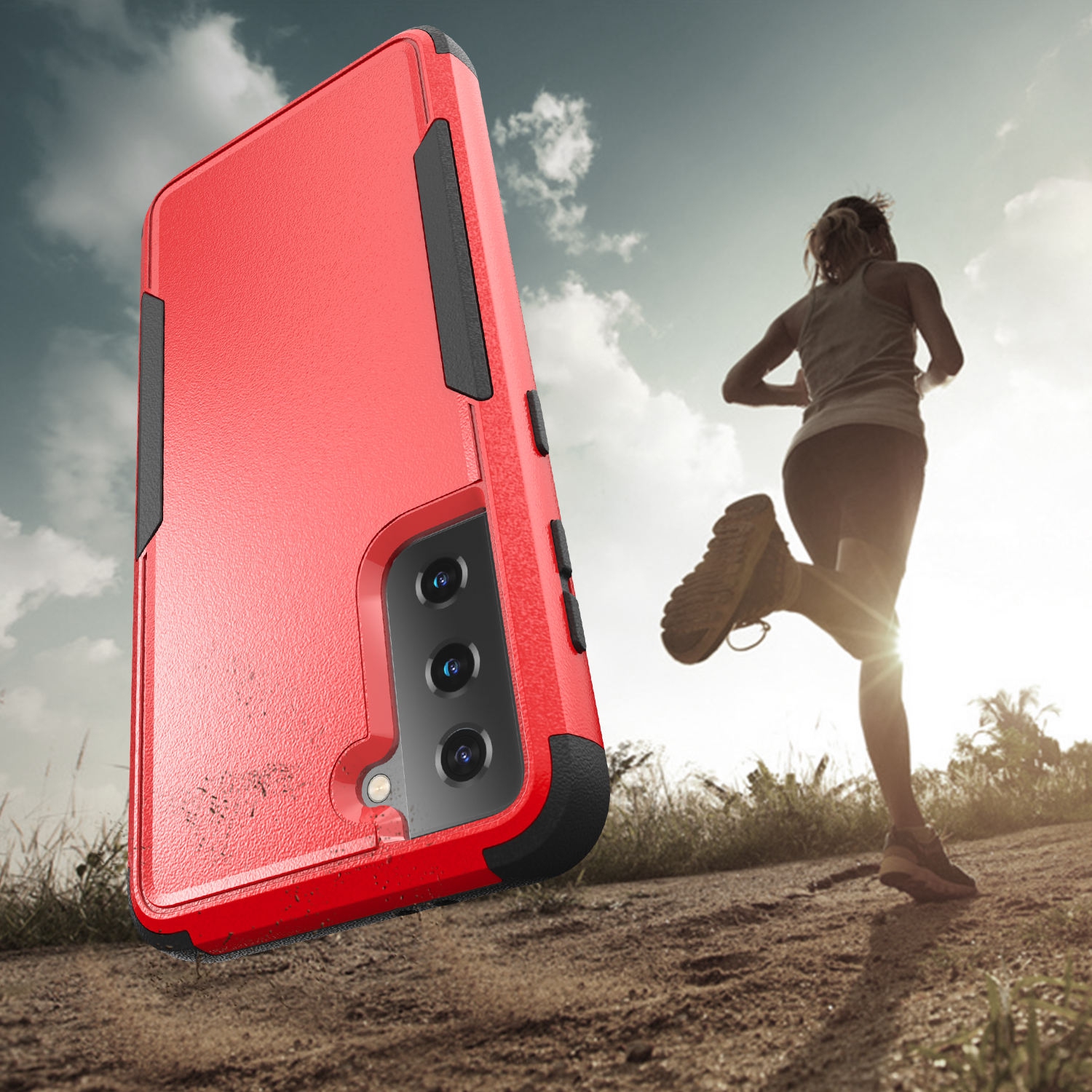 XCRS Rugged Triple Layer PC + TPU Slim Heavy-Duty Tough Cover Lightweight Shockproof Protective Full Body Protection Case for Samsung Galaxy S22