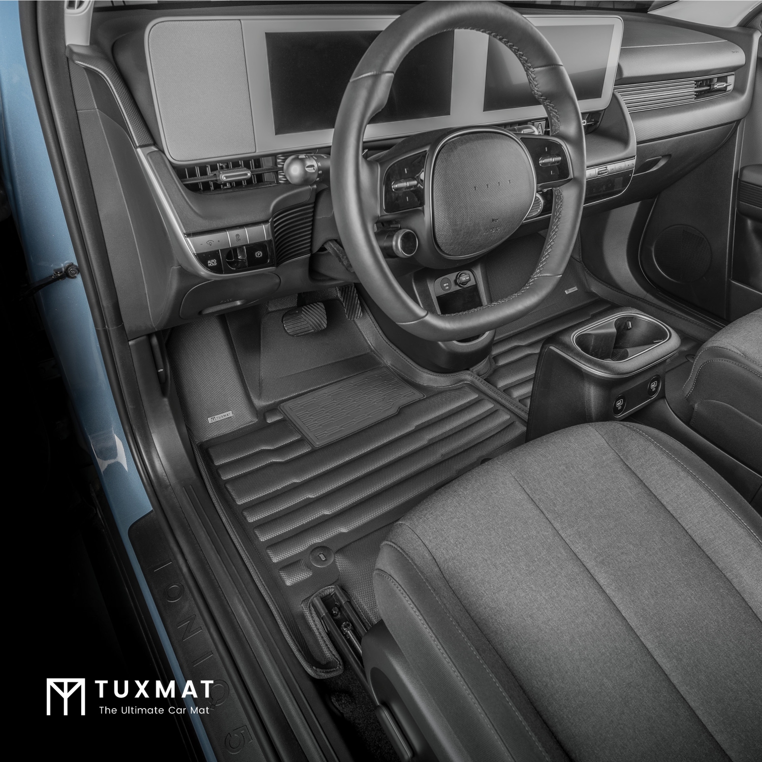 TuxMat - For Hyundai Ioniq 5 2022-2024 Models - Custom Car Mats - Maximum Coverage, All Weather, Laser Measured - This Full Set Includes 1st and 2nd