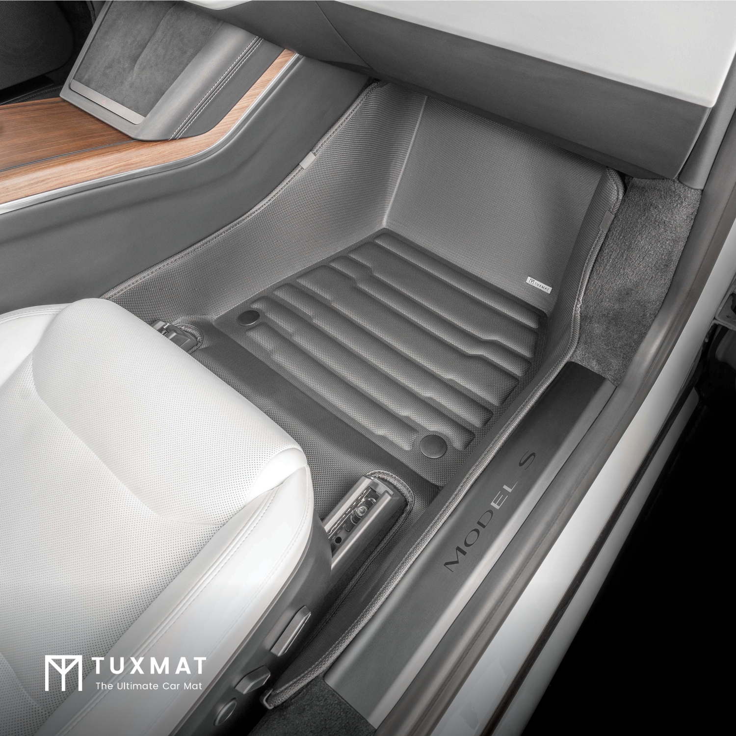Tapis TuxMat - Pour les modèles Tesla Model S 2021-2026 - Tapis d'auto personnalisés - Couverture maximale, toutes saisons, mesurée au laser - Cet