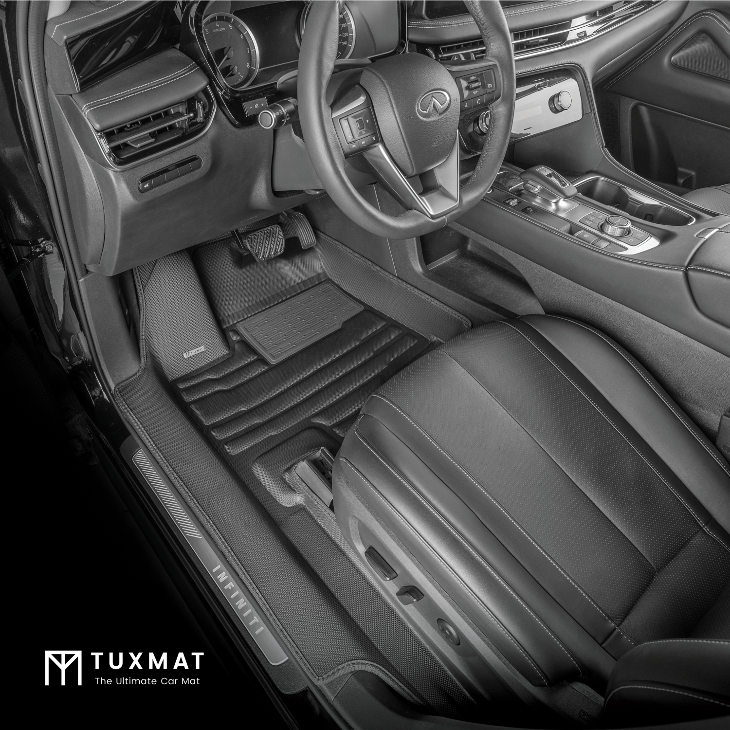 Tuxmat - pour les modèles Infiniti QX60 7 places 2022-2025 - Tapis de voiture personnalisé - Couverture maximale, toutes saisons, mesure laser - cet