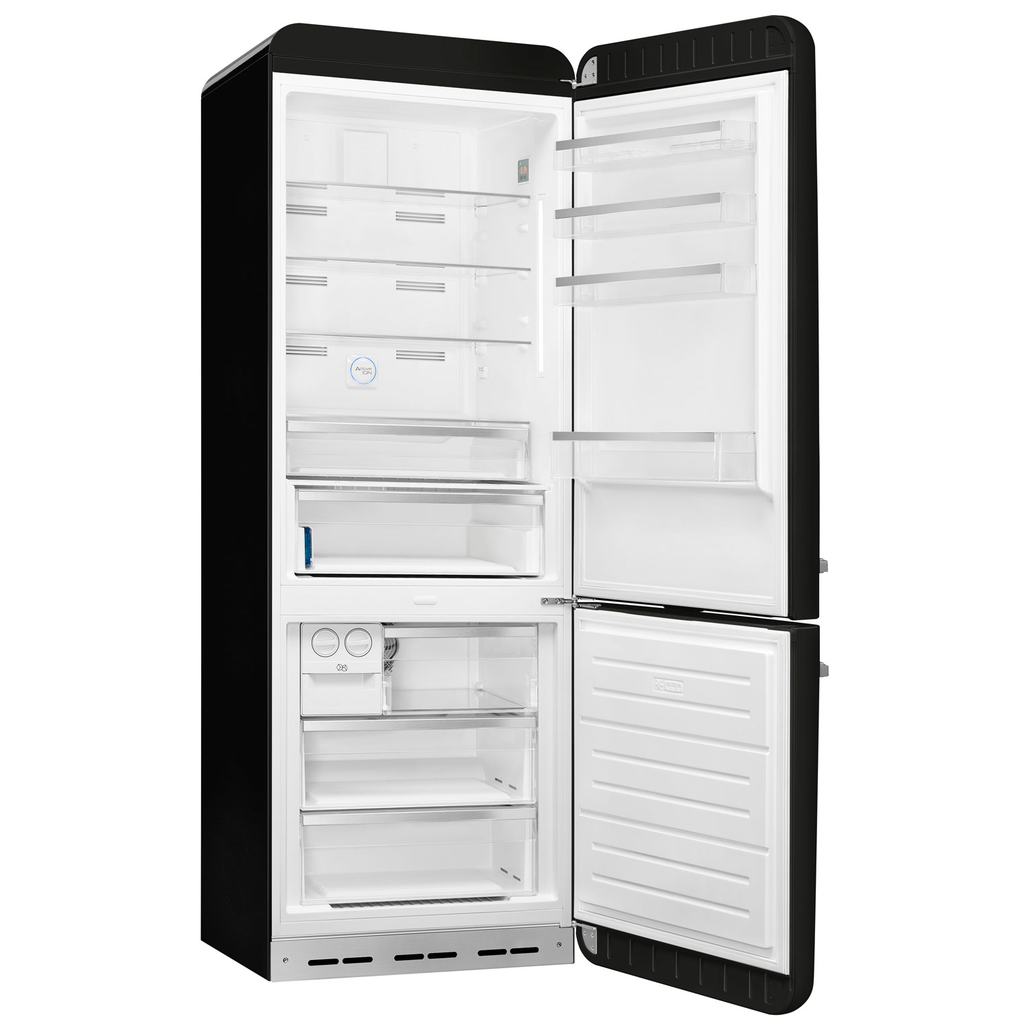 Smeg 50's Style 28" 18 Cu. Ft. Bottom Freezer Refrigerator with Ice Dispenser - Black