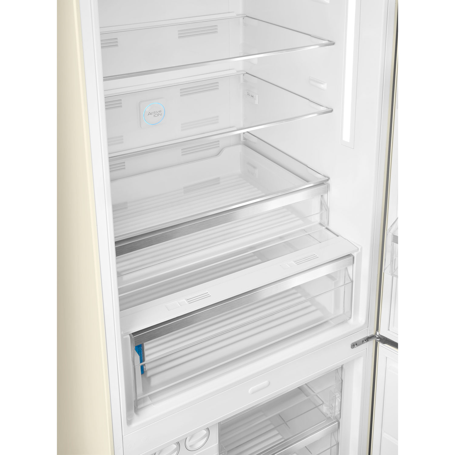 Smeg 50's Style 28" 18 Cu. Ft. Bottom Freezer Refrigerator with Ice Dispenser - Cream