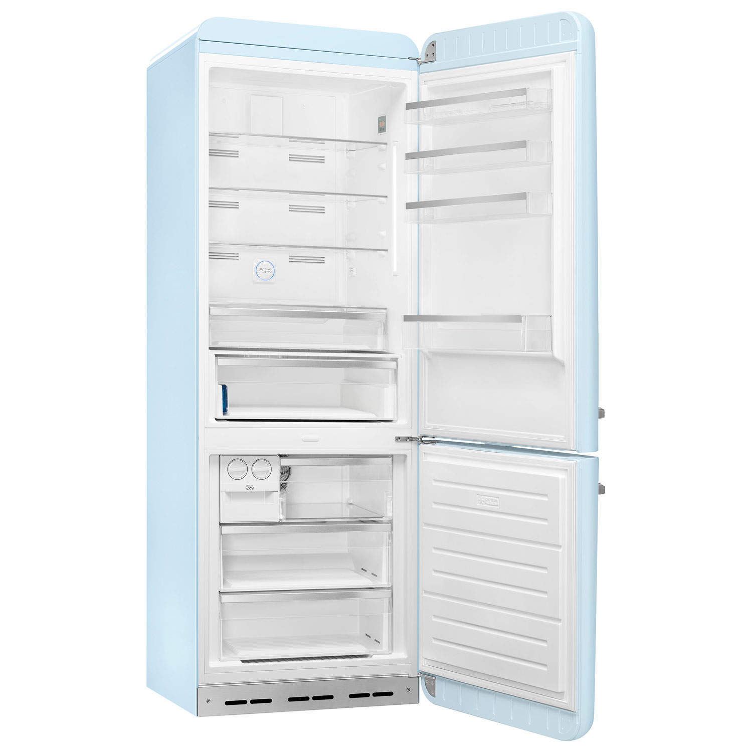 Smeg 50's Style 28" 18 Cu. Ft. Bottom Freezer Refrigerator with Ice Dispenser - Pastel Blue