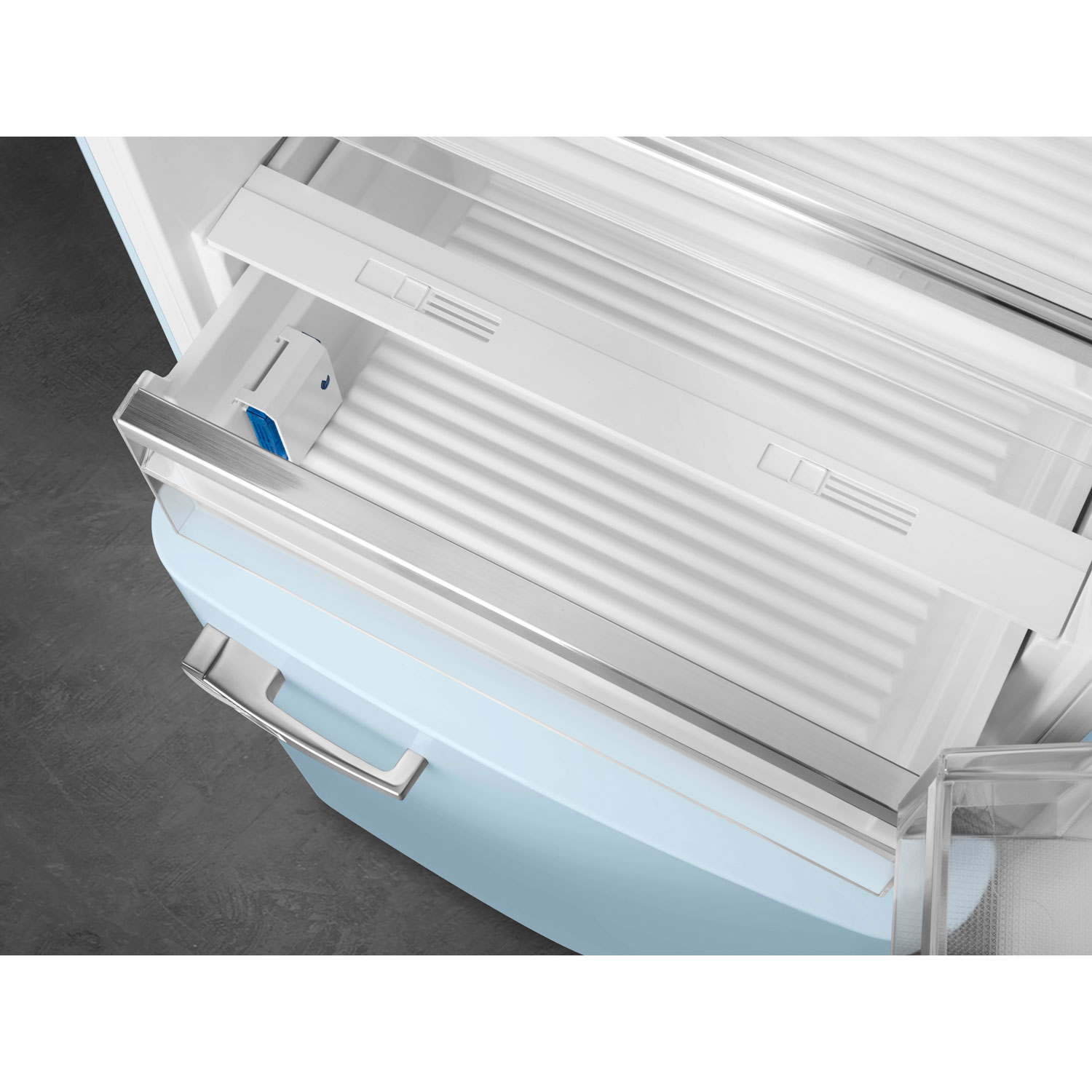 Smeg 50's Style 28" 18 Cu. Ft. Bottom Freezer Refrigerator with Ice Dispenser - Pastel Blue