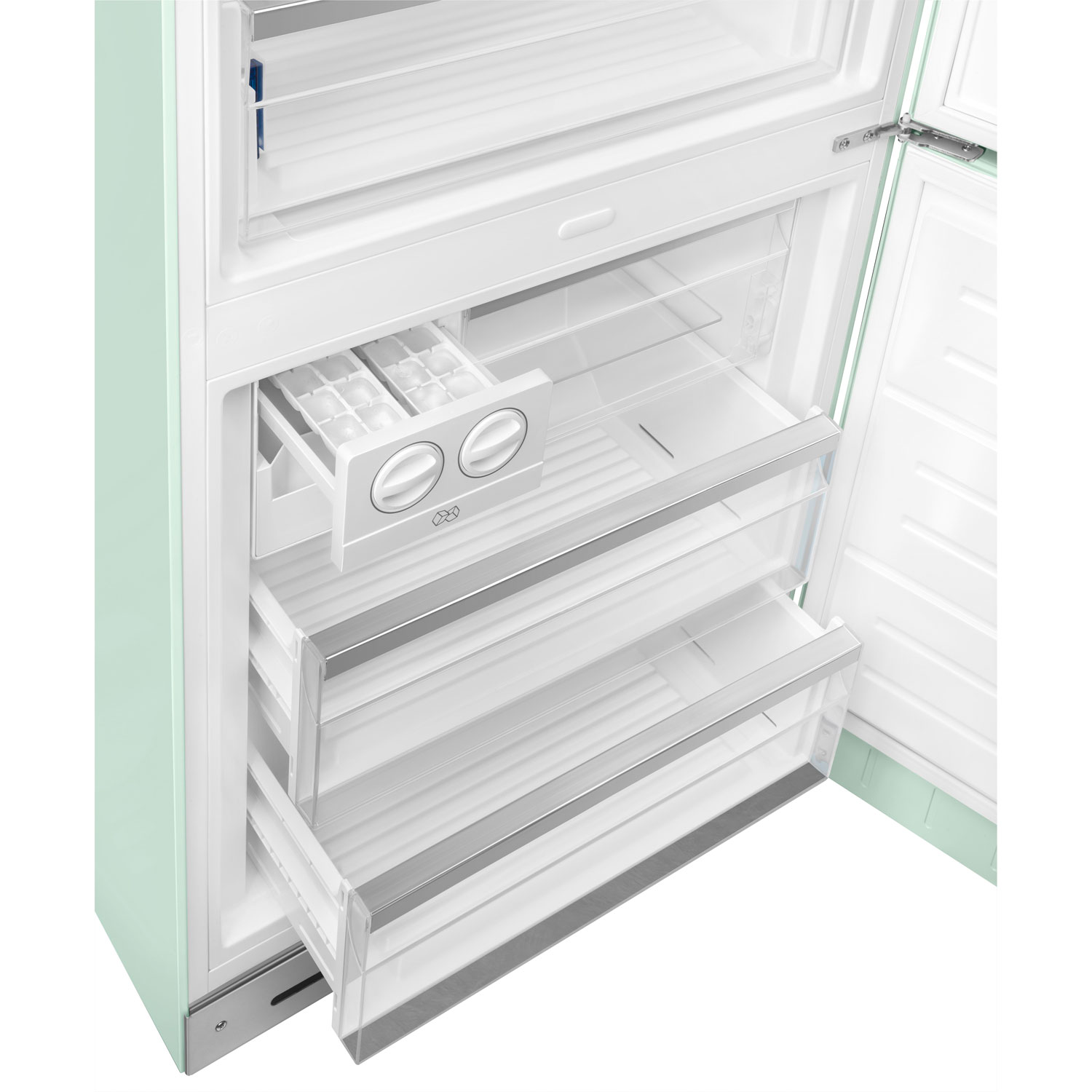 Réfrigérateur à congélateur inférieur 18 pi³ 28 po à distributeur de glaçons Années 50 de Smeg - Vert pastel