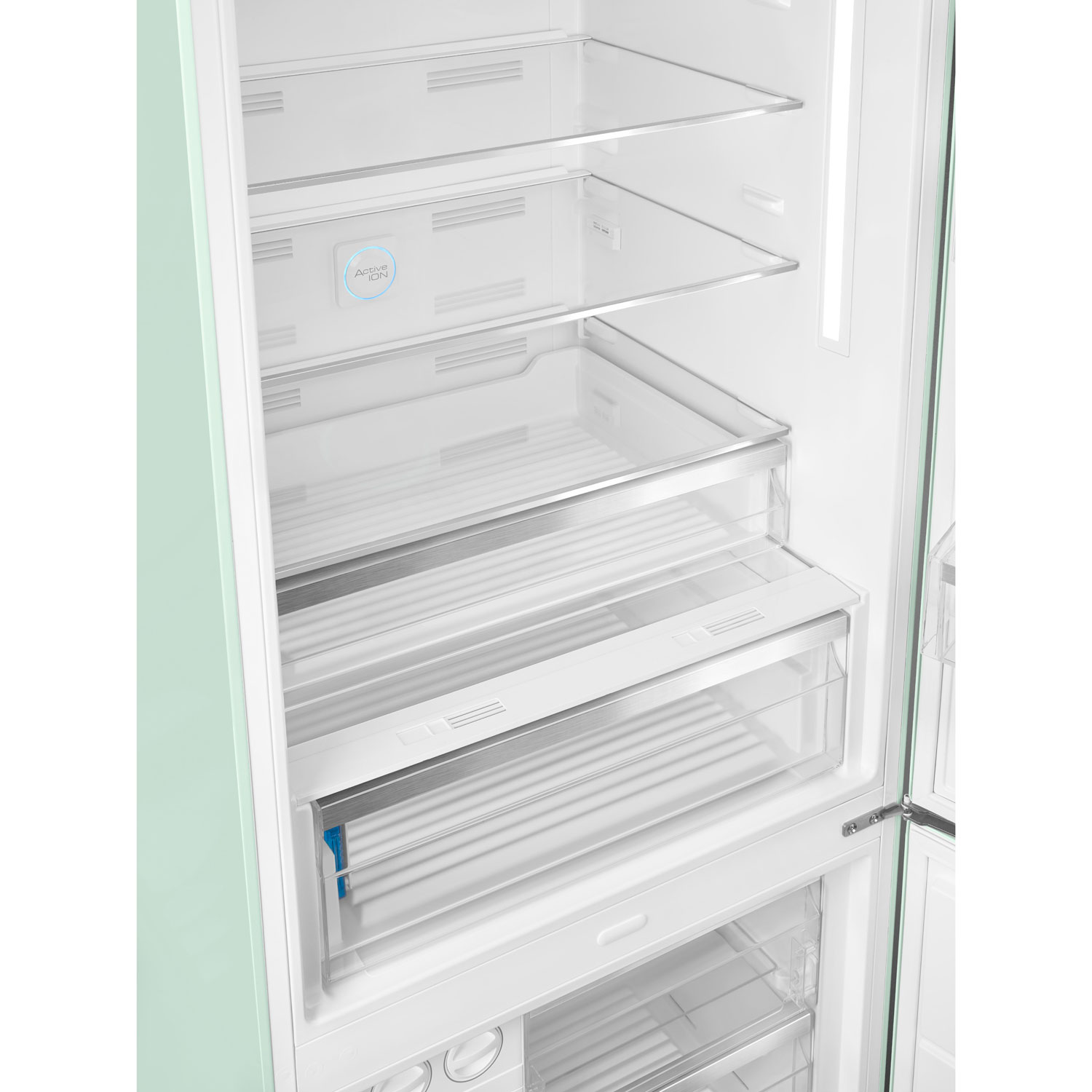 Réfrigérateur à congélateur inférieur 18 pi³ 28 po à distributeur de glaçons Années 50 de Smeg - Vert pastel