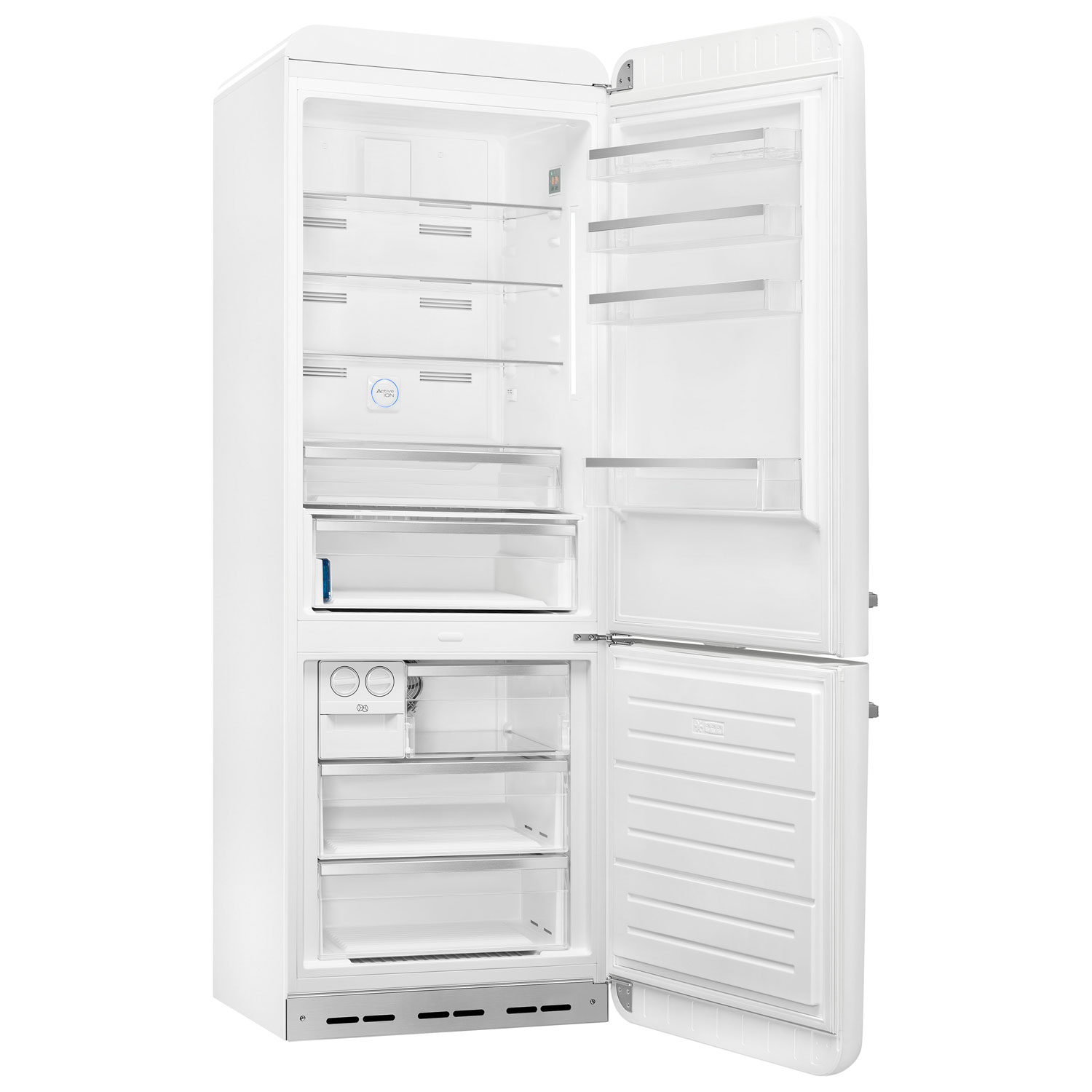 Réfrigérateur à congélateur inférieur 18 pi³ 28 po à distributeur de glaçons Années 50 de Smeg - Blanc