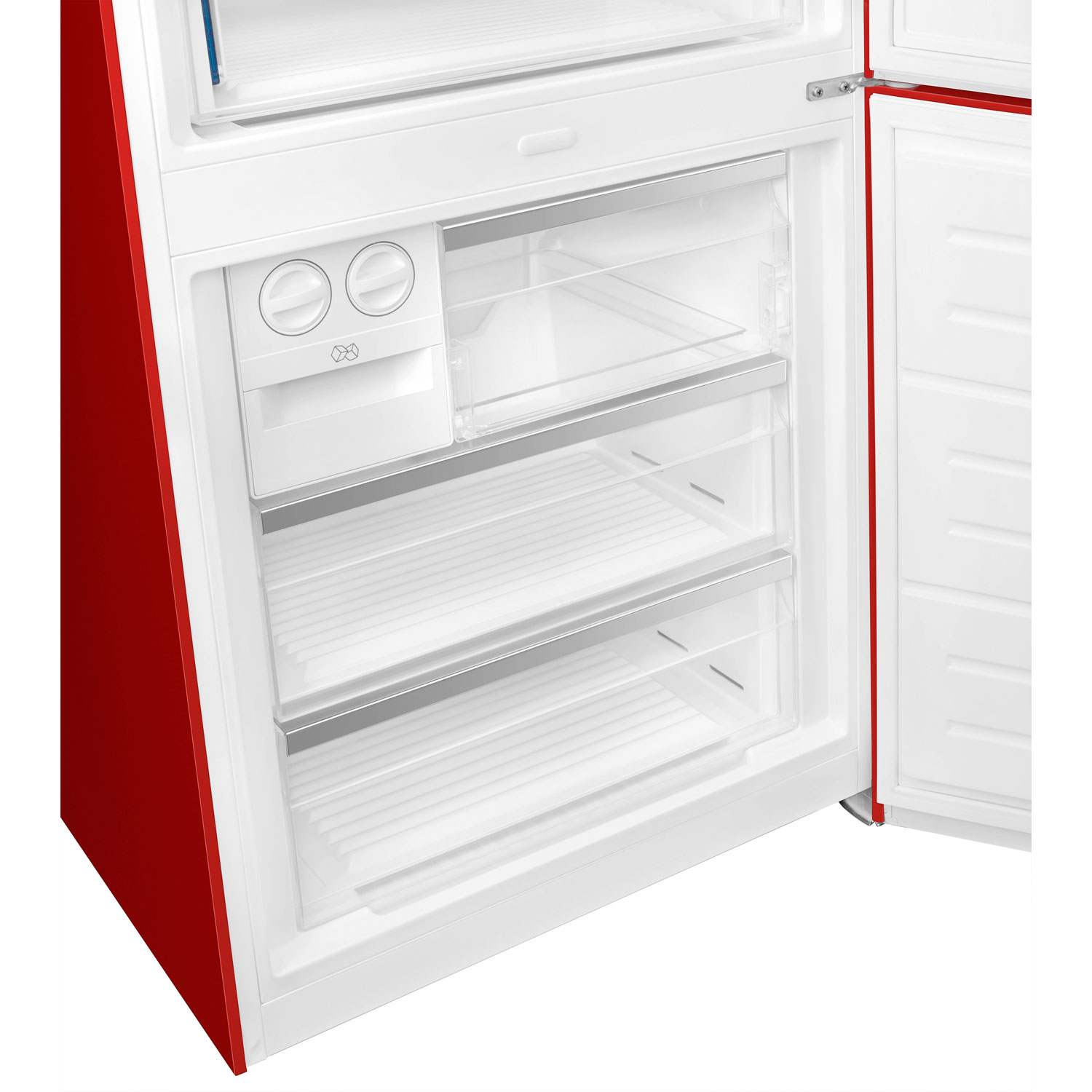 Réfrigérateur à congélateur inférieur 18 pi³ 28 po à distributeur de glaçons Portofino de Smeg - Rouge