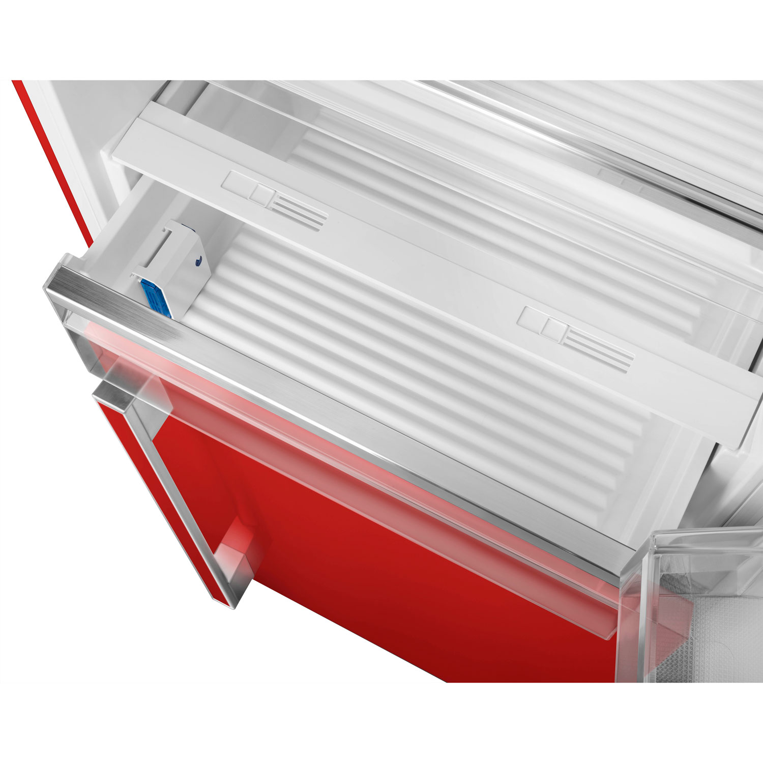 Réfrigérateur à congélateur inférieur 18 pi³ 28 po à distributeur de glaçons Portofino de Smeg - Rouge