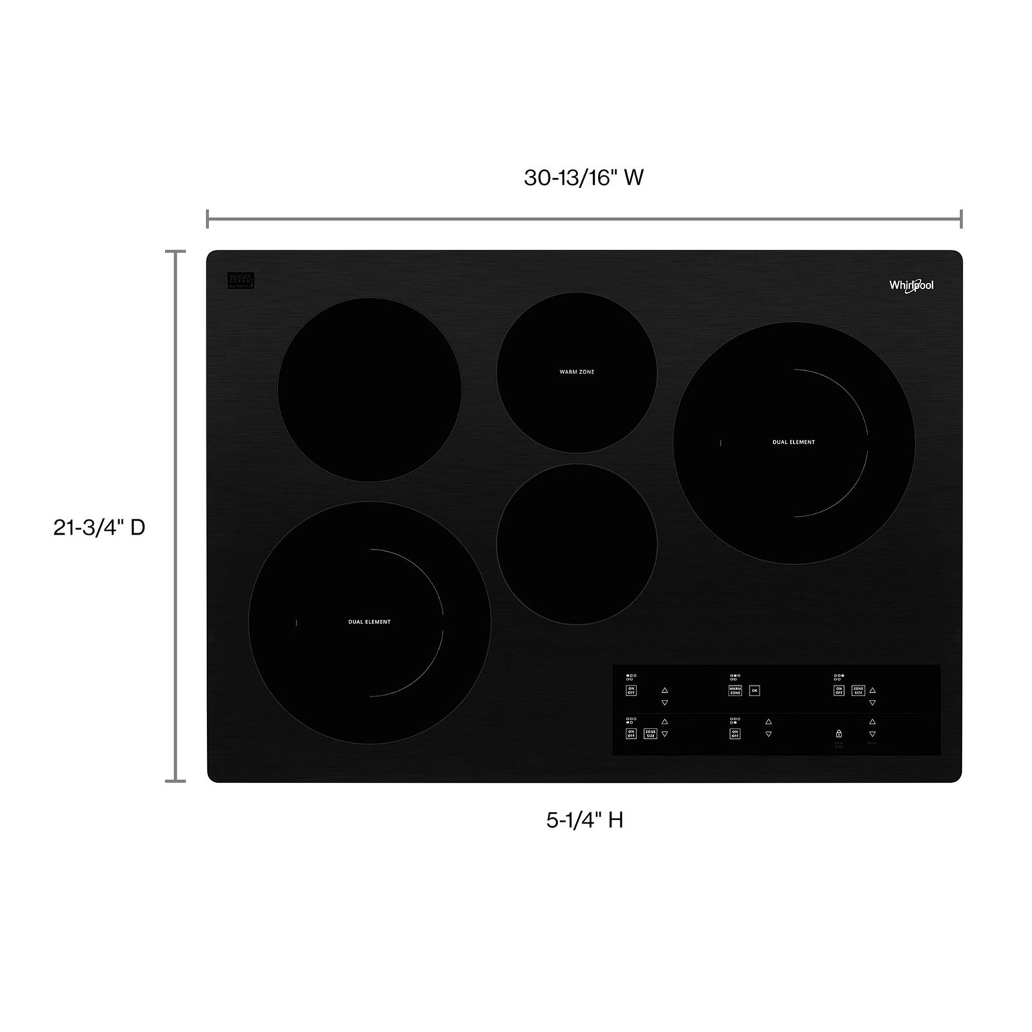 Surface de cuisson électrique de 30 po à 5 éléments de Whirlpool - Noir
