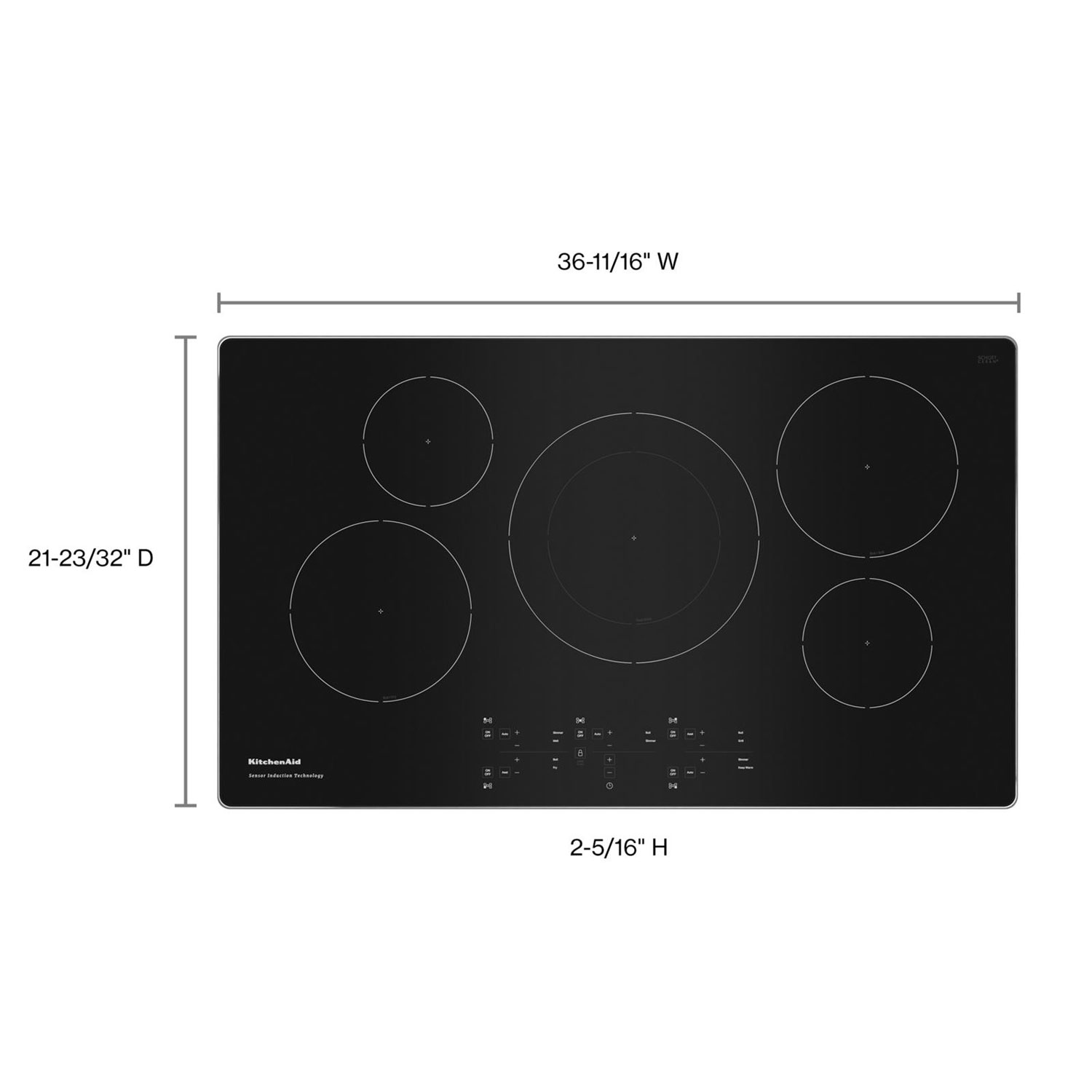 Surface de cuisson à induction 5 éléments 36 po de KitchenAid - Acier inoxydable