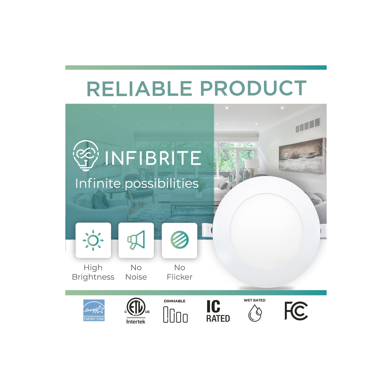 6 In. 2700K Soft White 12W 1050LM Ultra-Thin Integrated LED Light Kit, Flush Mount, Dimmable, Wet Rated
