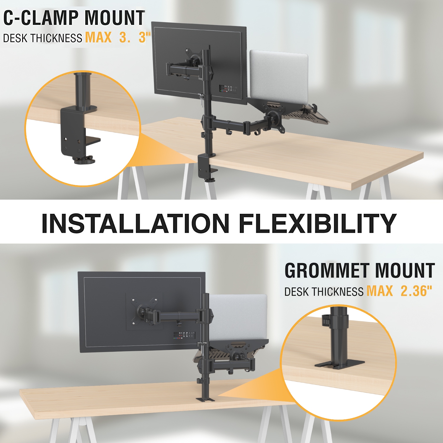 Support de moniteur double entièrement réglable et support pour portable de 17 po et moins 32 – sa-LH09