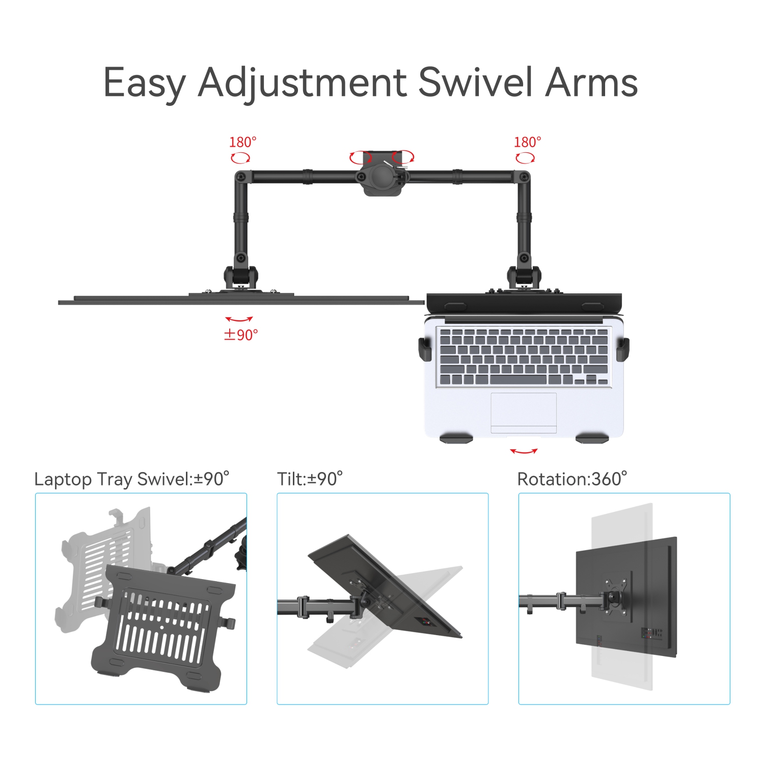 Support de moniteur double entièrement réglable et support pour portable de 17 po et moins 32 – sa-LH09