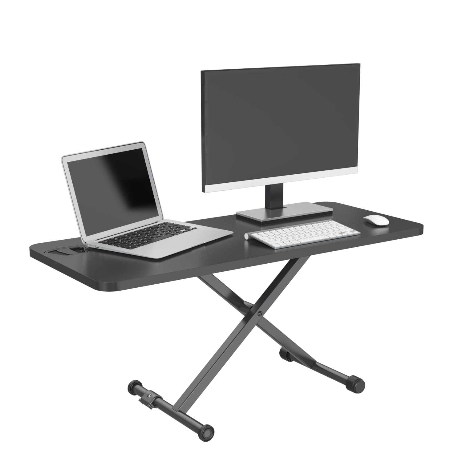 SHOPPINGALL Height Adjustable Sit to Stand Workstation with 27.5" Compact Portable Tabletop - SA-LD16