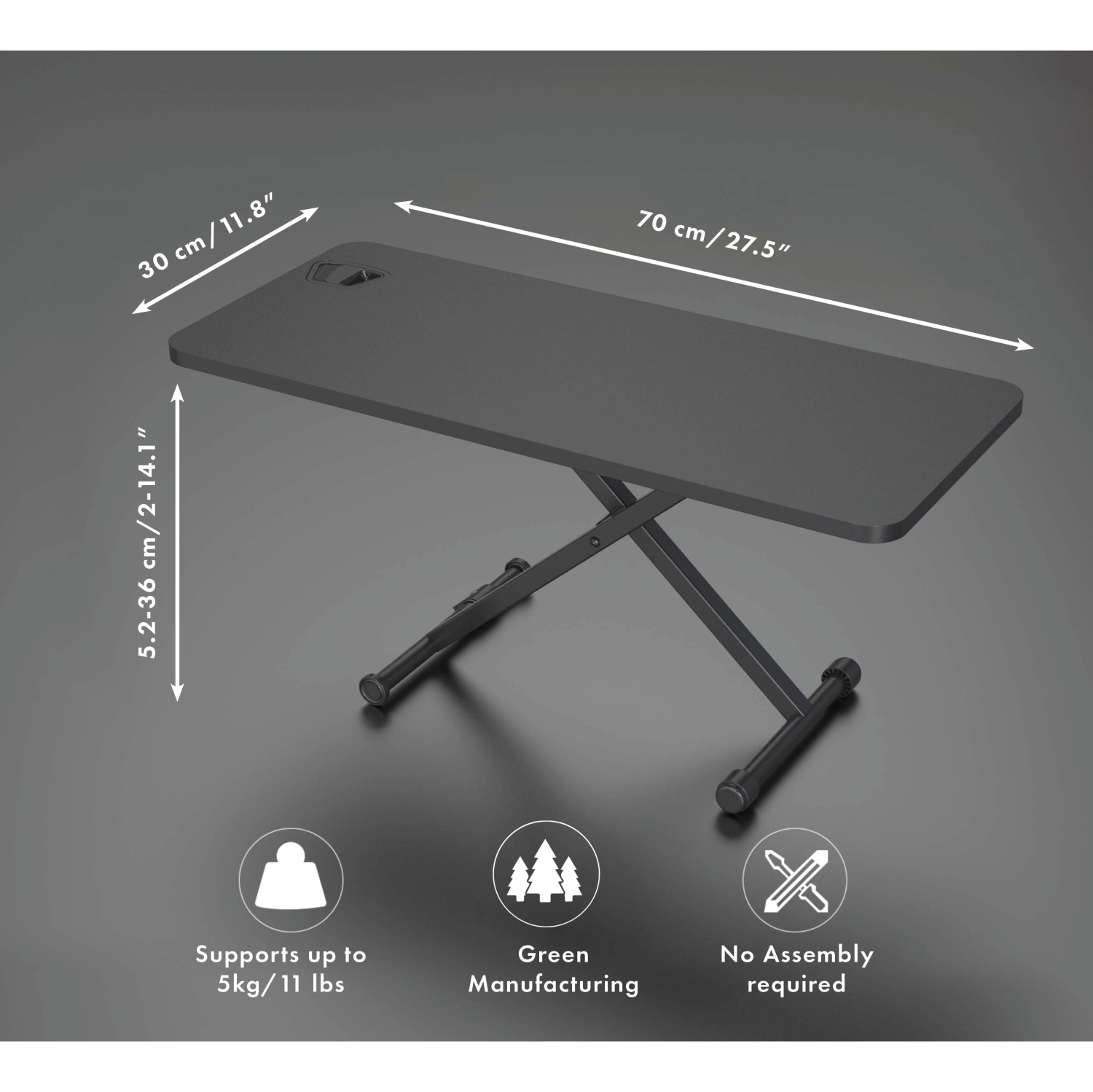 SHOPPINGALL Height Adjustable Sit to Stand Workstation with 27.5" Compact Portable Tabletop - SA-LD16