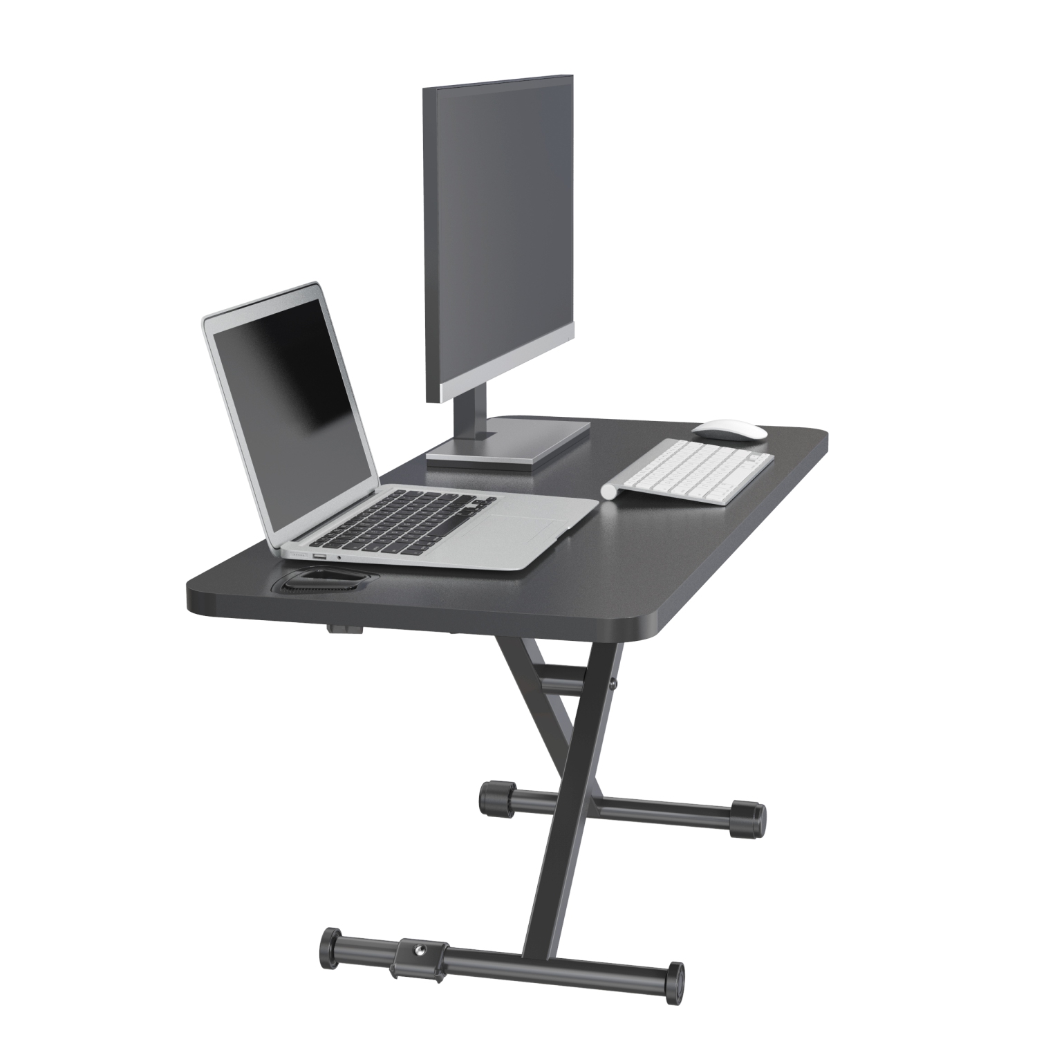 SHOPPINGALL Height Adjustable Sit to Stand Workstation with 27.5" Compact Portable Tabletop - SA-LD16