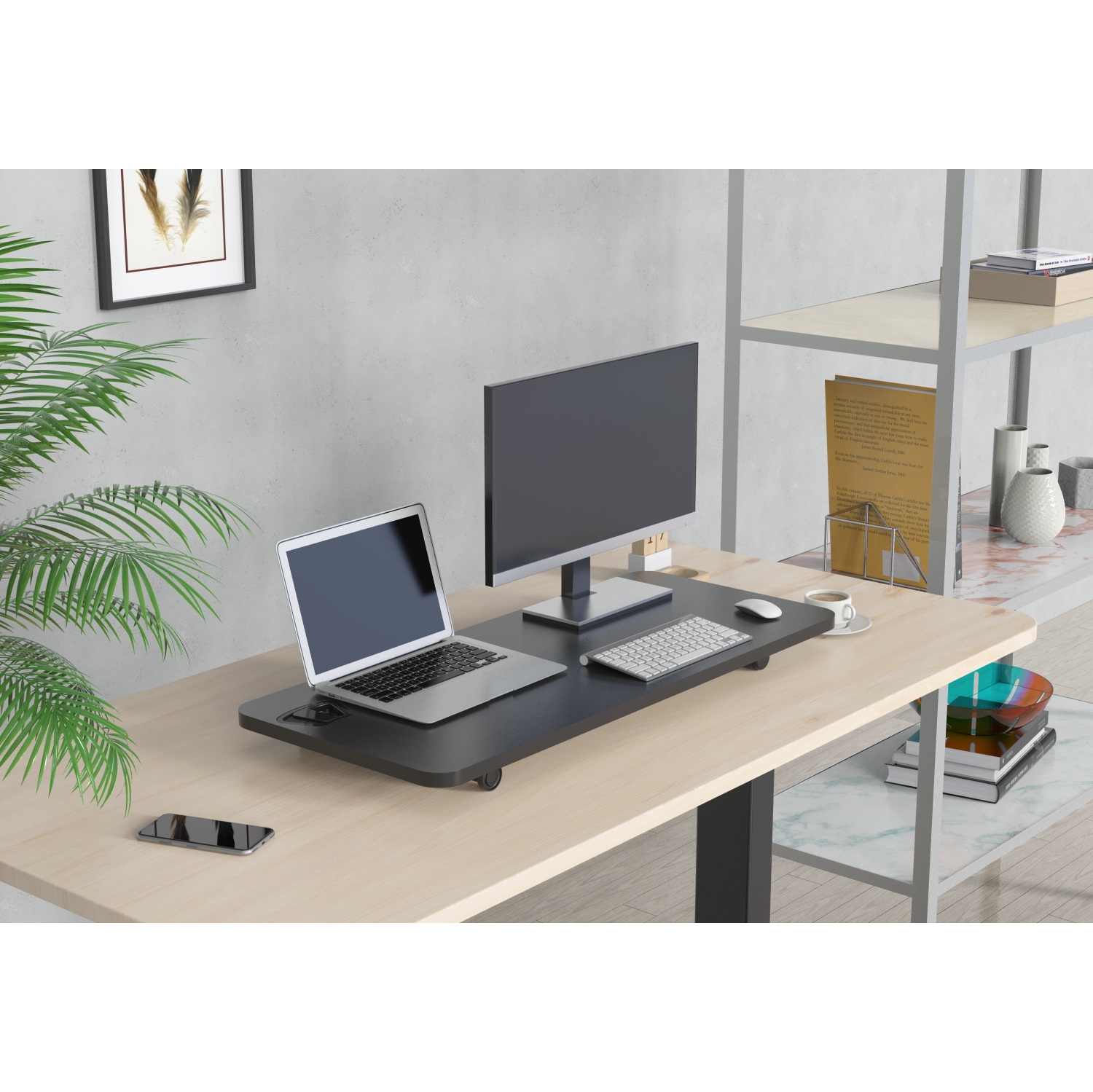 SHOPPINGALL Height Adjustable Sit to Stand Workstation with 27.5" Compact Portable Tabletop - SA-LD16