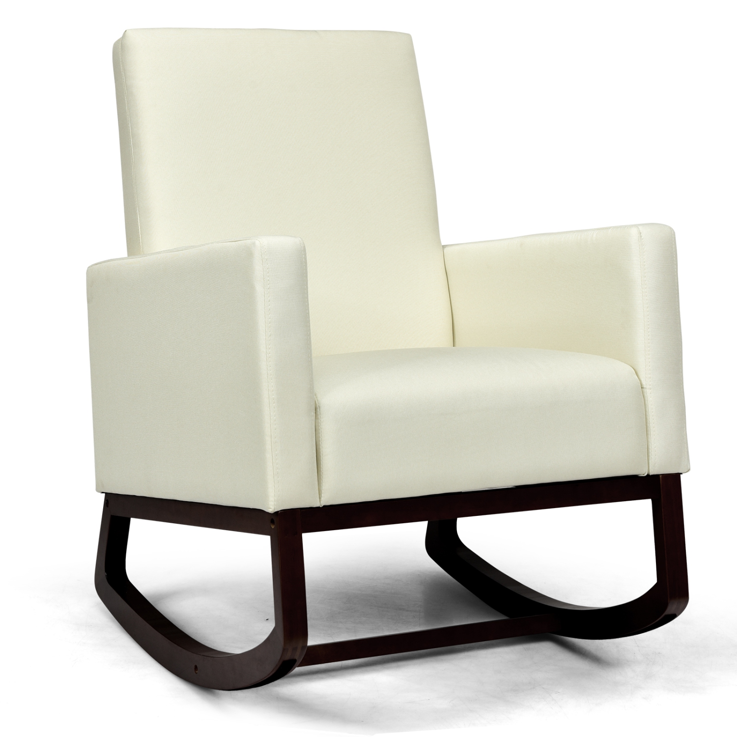 TopBuy – Chaise berçante 2-en-1 rembourrée avec pattes en bois et coussin de canapé-lit, gris pâle/beige/gris foncé