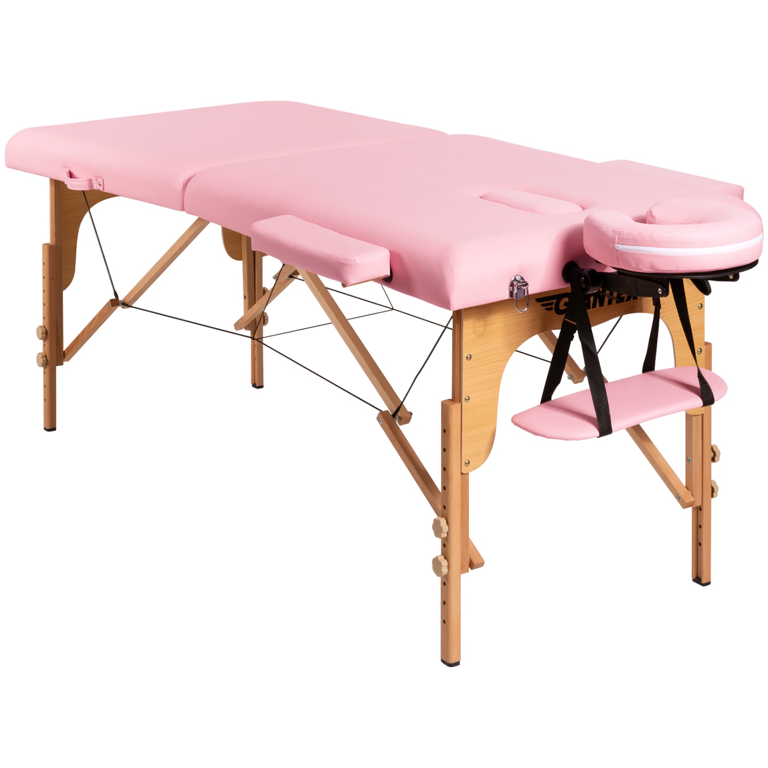 Topbuy Portable Massage Table Adjustable Spa Bed Wooden Legs with Face Cradle & Carry Case White/Black/Pink/Red