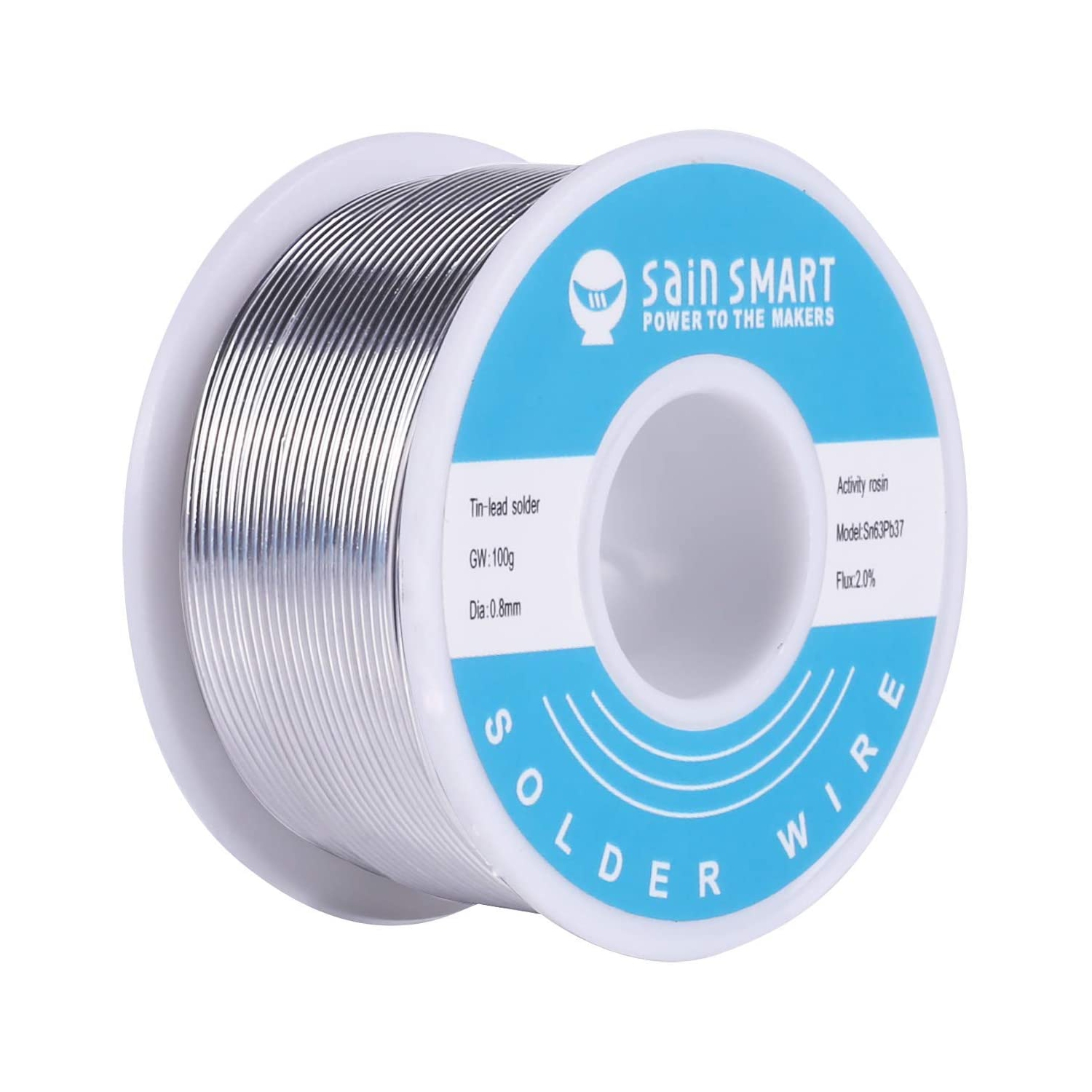 SainSmart 0.8mm Solder Wire 63/37 Tin/Lead Sn63Pb37 with Flux Rosin Core for Electrical Soldering