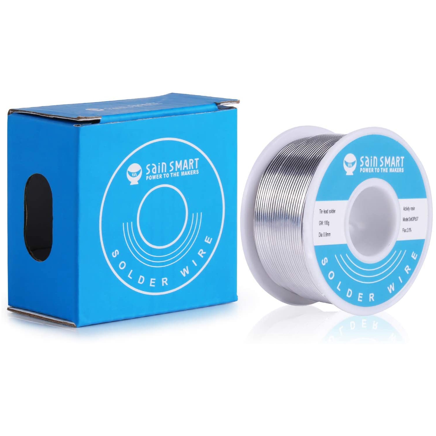 SainSmart 0.8mm Solder Wire 63/37 Tin/Lead Sn63Pb37 with Flux Rosin Core for Electrical Soldering