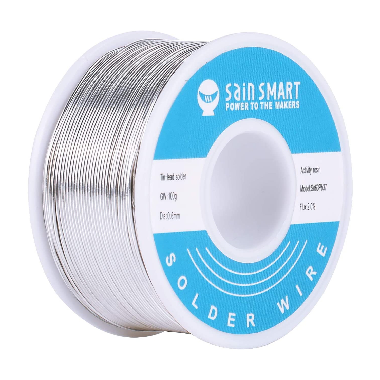 SainSmart – fil à souder de 0,6 mm, 63/37 fils, boîte métallique/plomb, Sn63Pb37 avec centre de rose flux pour brasage électrique