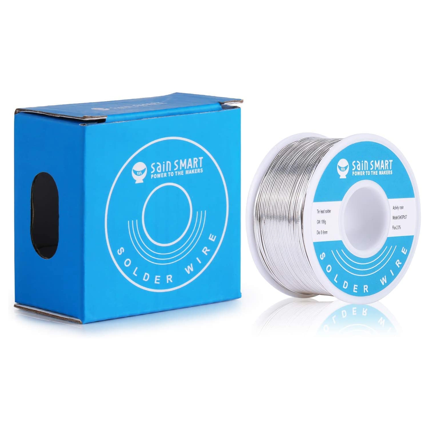 SainSmart – fil à souder de 0,6 mm, 63/37 fils, boîte métallique/plomb, Sn63Pb37 avec centre de rose flux pour brasage électrique