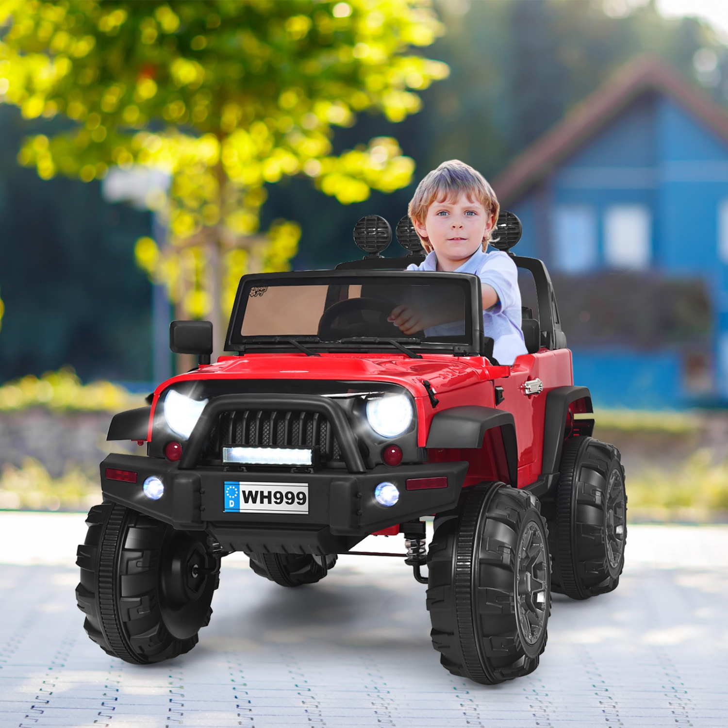 Topbuy 12V Kids Ride on Truck 2 seats Children Electric Vehicle w/ 2.4GHz Remote Control & Retractable Handle