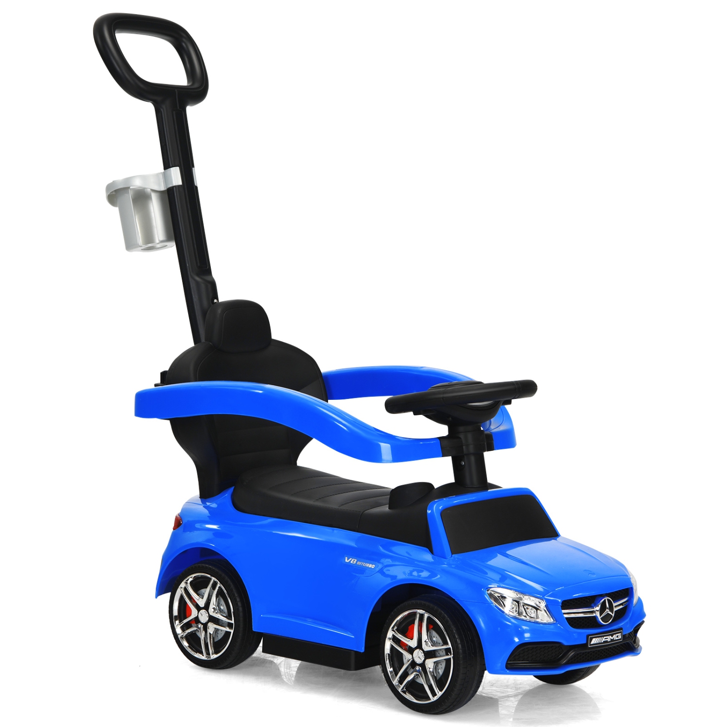 Topbuy 3 in 1 Ride On Push Car Mercedes Benz For Toddlers Stroller Sliding Walking Car With Sun Canopy