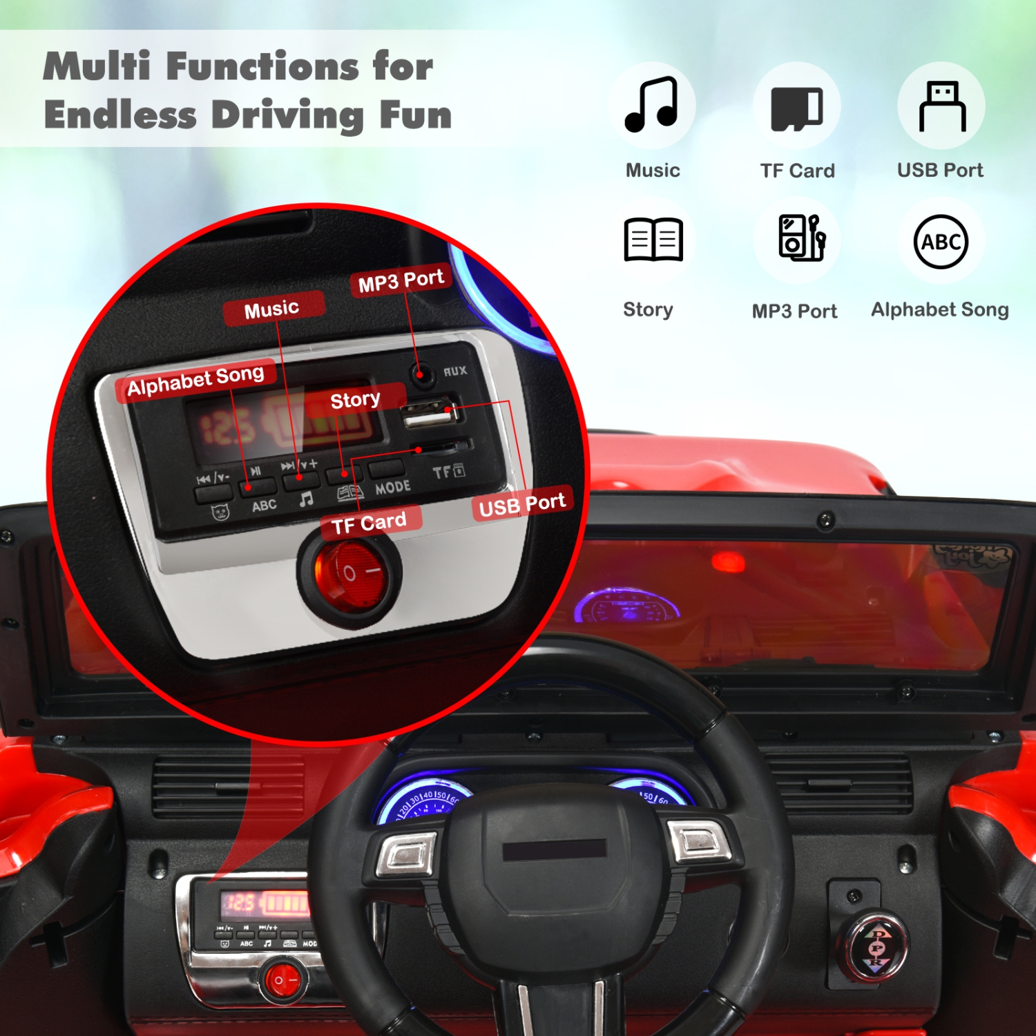 Topbuy 12V Kids Ride on Truck 2 seats Children Electric Vehicle w/ 2.4GHz Remote Control & Retractable Handle