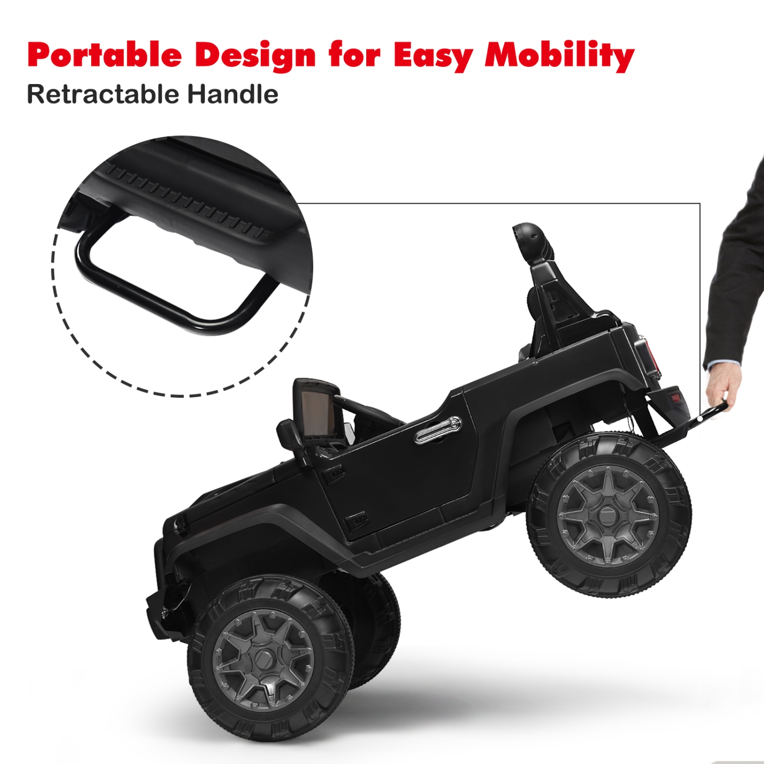 Topbuy 12V Kids Ride on Truck 2 seats Children Electric Vehicle w/ 2.4GHz Remote Control & Retractable Handle