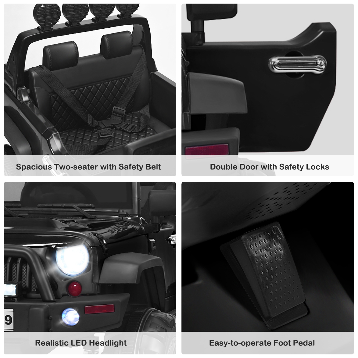 Topbuy 12V Kids Ride on Truck 2 seats Children Electric Vehicle w/ 2.4GHz Remote Control & Retractable Handle