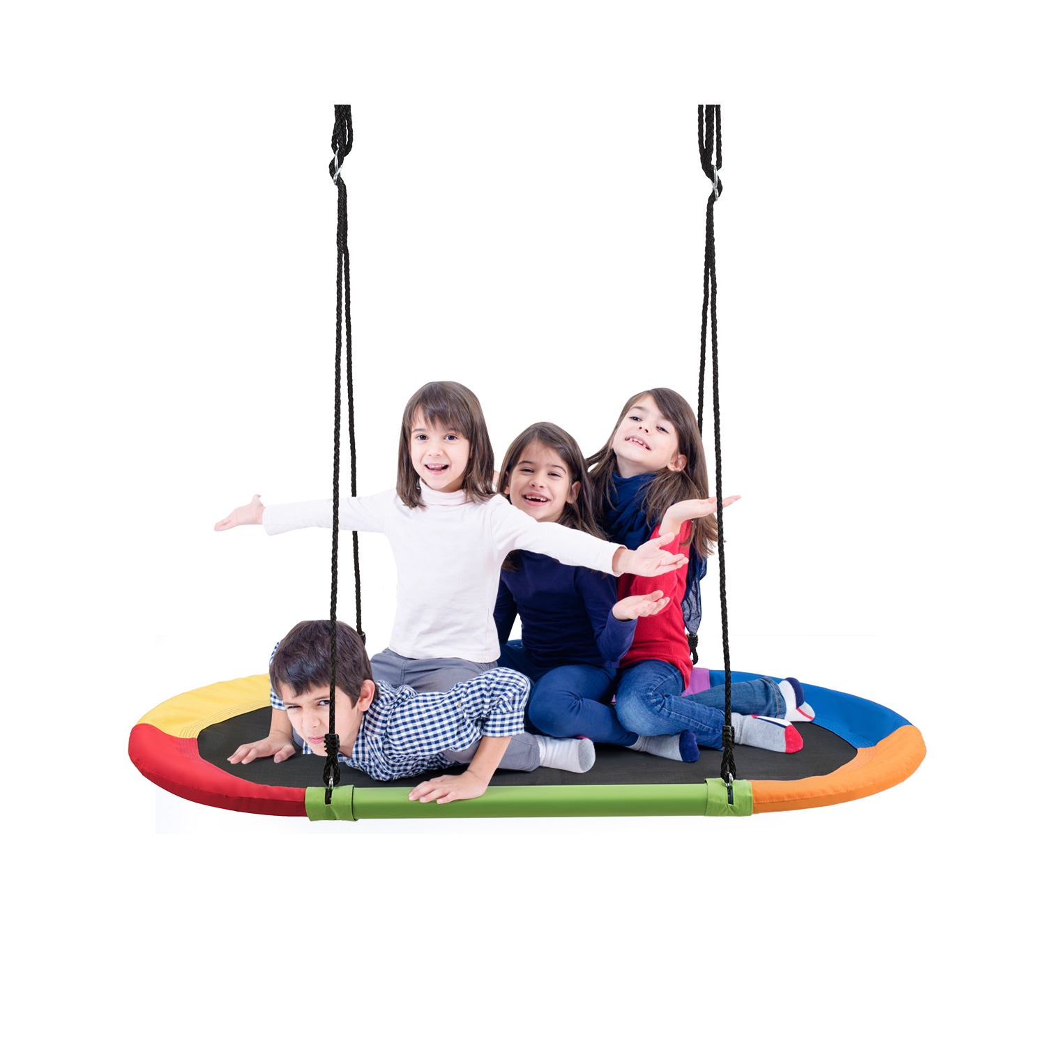 Topbuy 60" Flying Saucer Tree Swing Set Outdoor Oval Swing Adjustable Hanging Ropes for Kids Colorful/Blue/Green/Purple