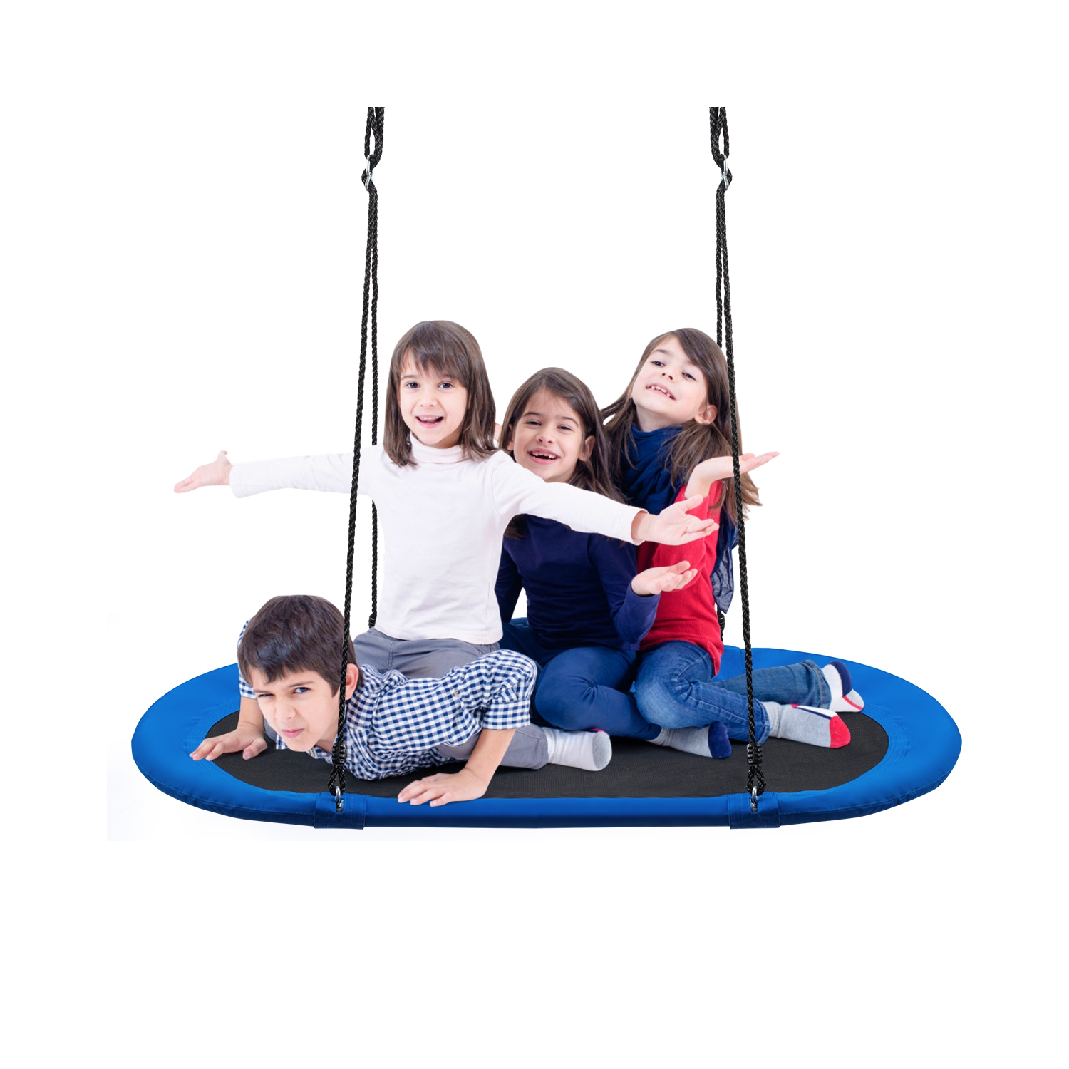 Topbuy 60" Flying Saucer Tree Swing Set Outdoor Oval Swing Adjustable Hanging Ropes for Kids Colorful/Blue/Green/Purple