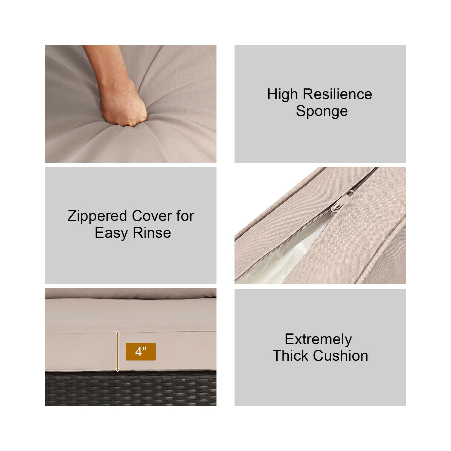 Patiojoy 6PCS Patio Rattan Furniture Set Outdoor Sectional Sofa Set w/Coffee Table & Ottoman Black/Navy/Turquoise/Red/Brown