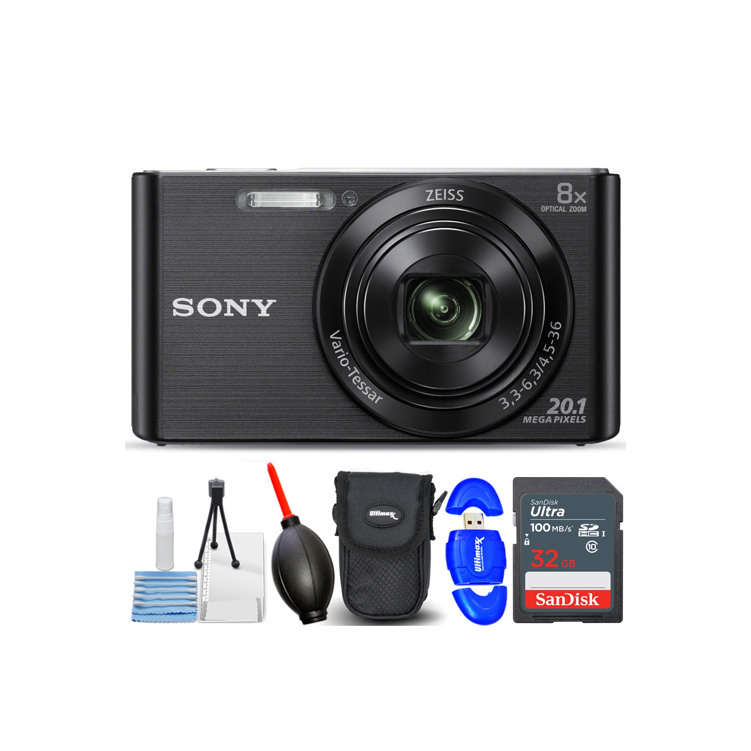 Sony DSC-W830 Digital Camera (Black) DSCW830/B - 7PC Accessory Bundle