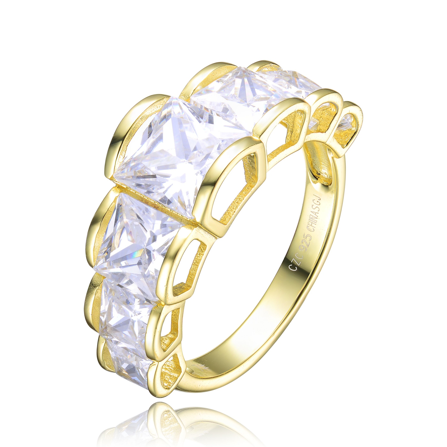l’oro WD ring Rozzato Sterling Sivlver Gold Plated Cubic Zirconia Vintage