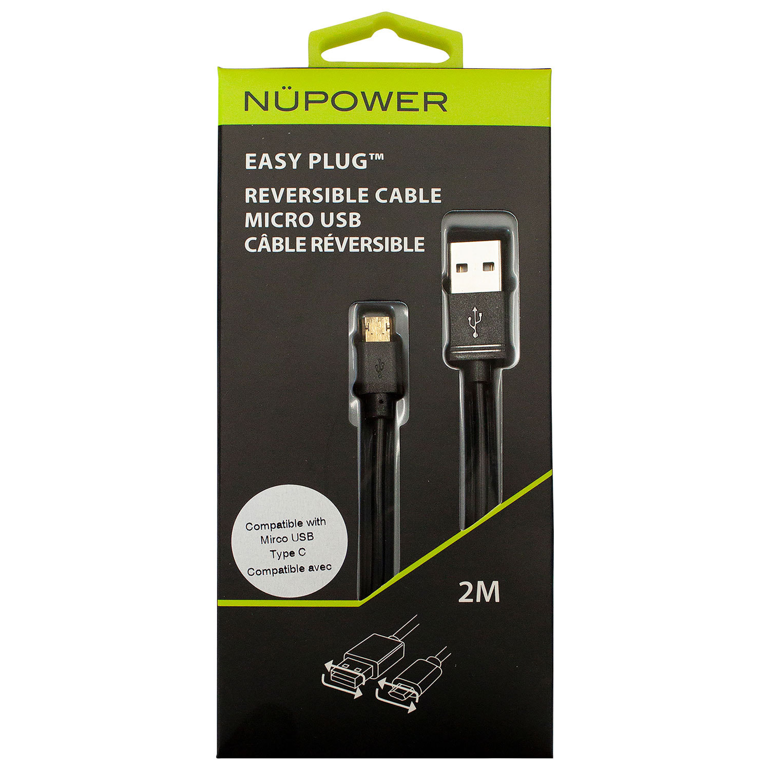 Câble USB-A à USB-C de 1,5 m de Nupower (NU2127BK) - Noir