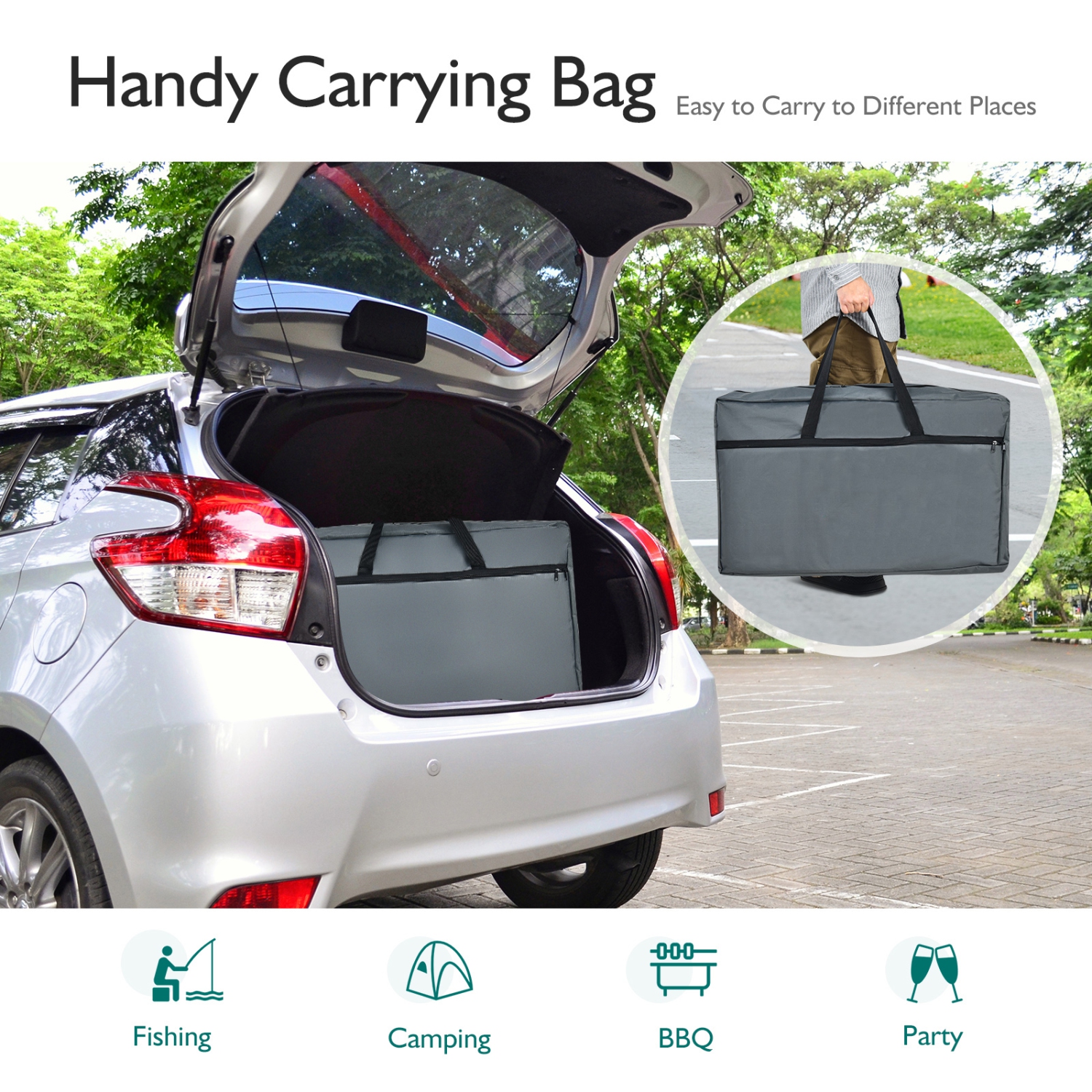 Topbuy Portable Camping Kitchen Table Aluminum Fold-Up Camping Kitchen with Windscreen for BBQ, Picnic, Party Gray/Black