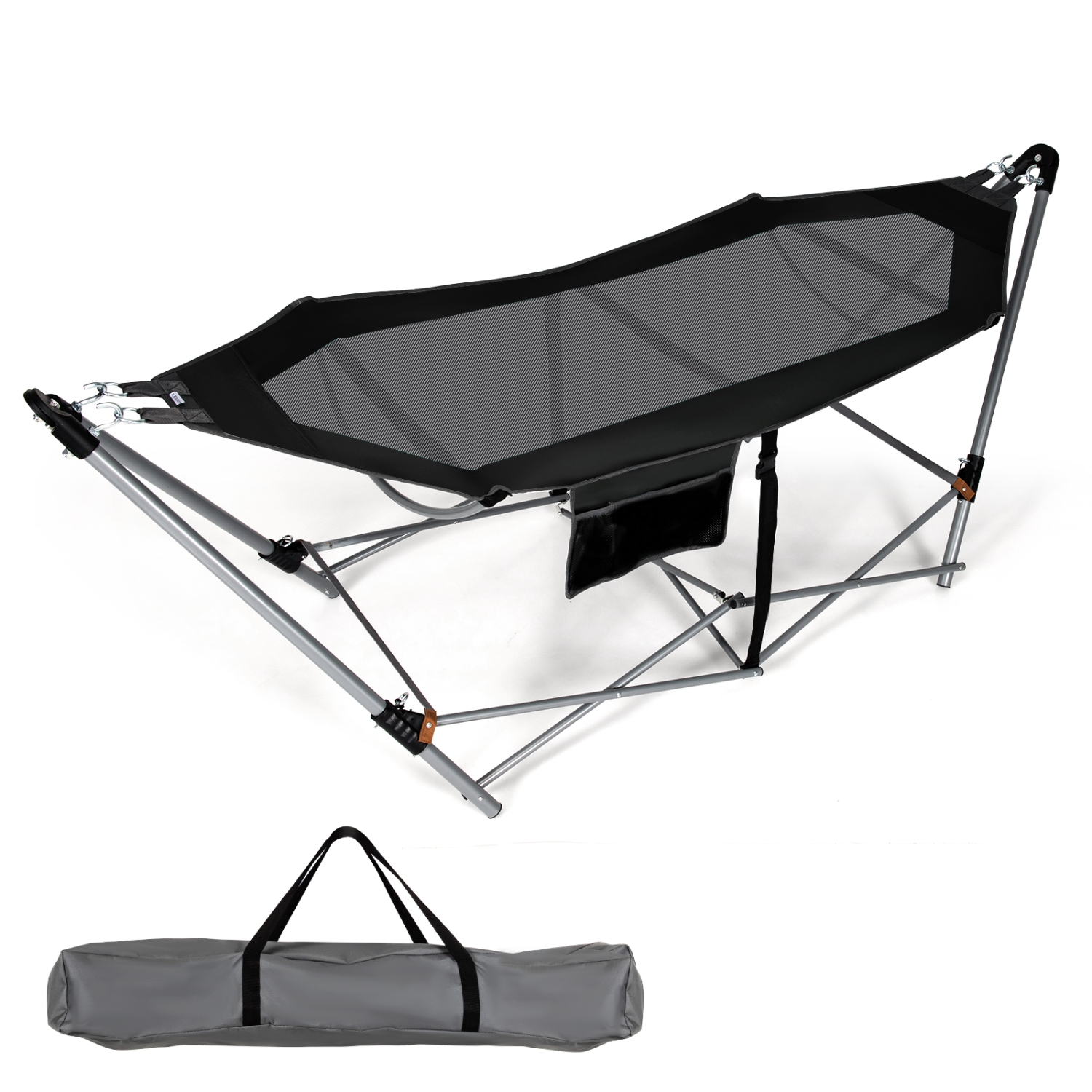 Topbuy Portable Folding Hammock Free Standing Hammock W/ Stand-Folds&Carrying Bag&Anti-Slip Buckle&Storage Pocket