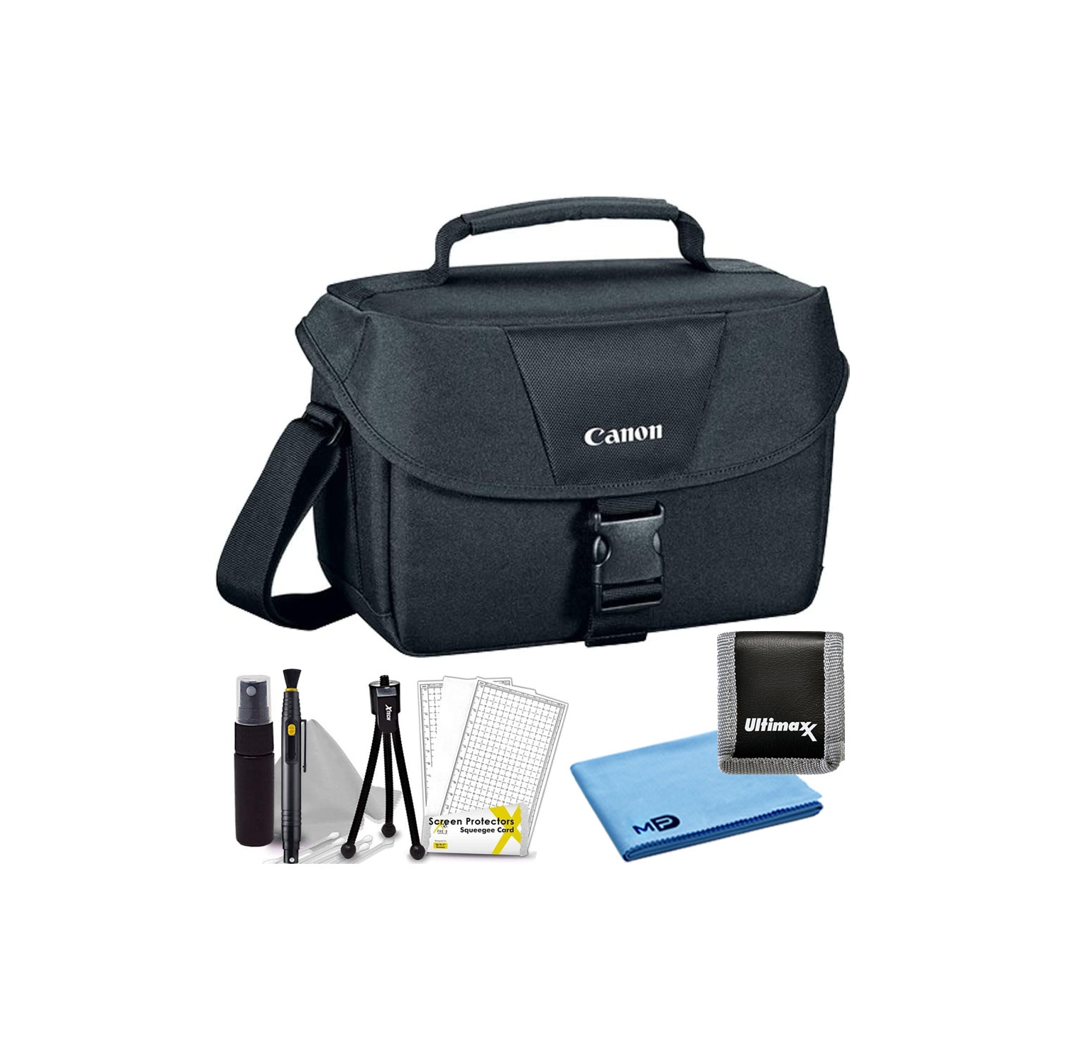 Canon 100ES Padded Compact Digital SLR EOS Camera Gadget Case + Cleaning Kit Bundle